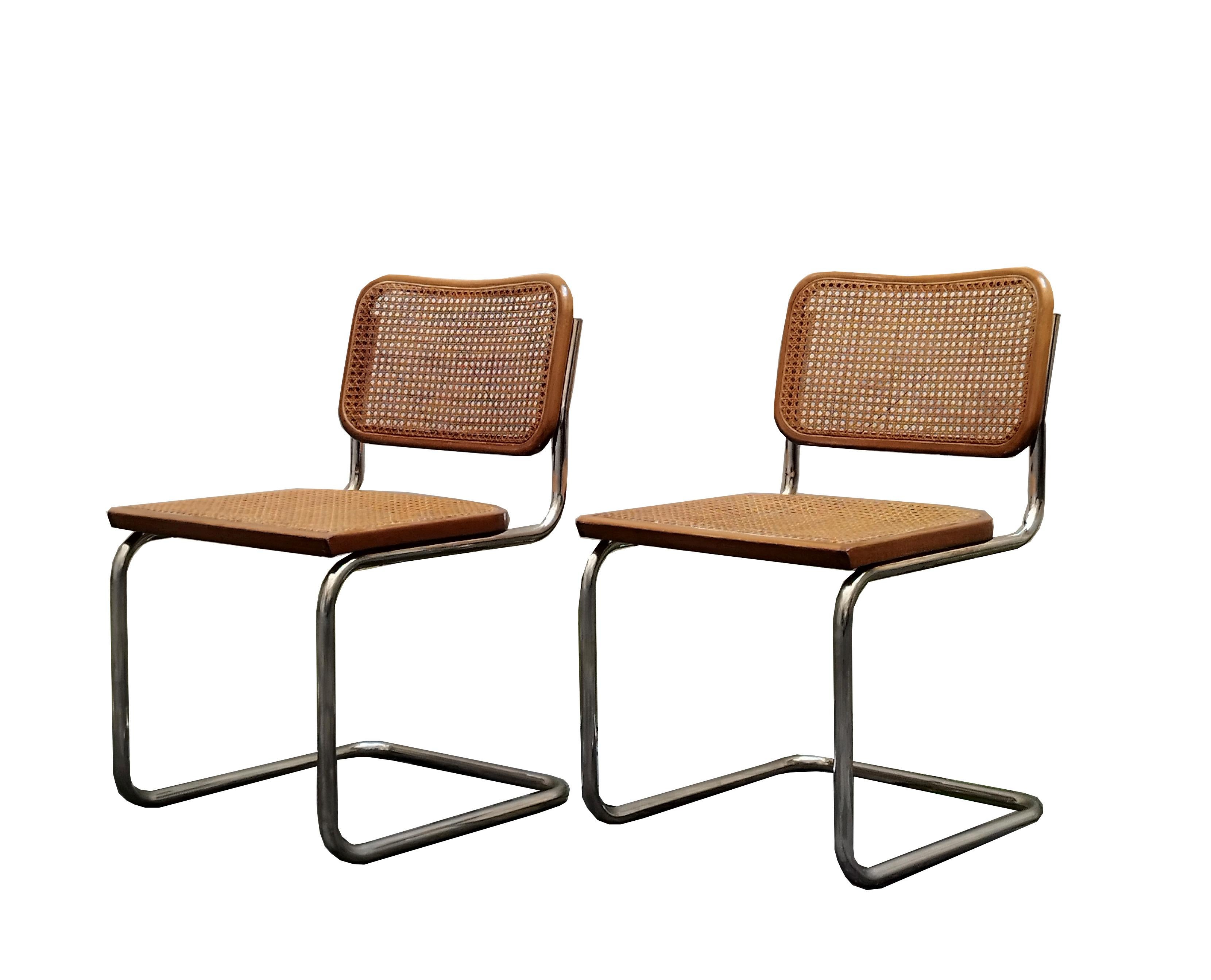Cesca chair designed by Marcel Breuer. Marcel Breuer conceived the first tubular steel chair in 1925, based on the tubular frame of a bicycle. His revolutionary Cesca chair, named after his daughter Francesca, combines the user-friendliness of