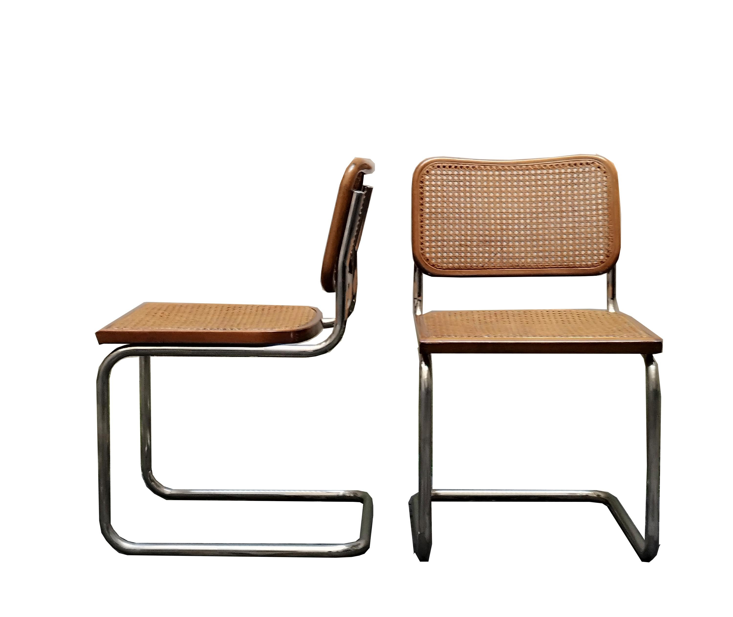 Mid-Century Modern Marcel Breuer Pair of Cesca Chairs, Italy, 1970s For Sale