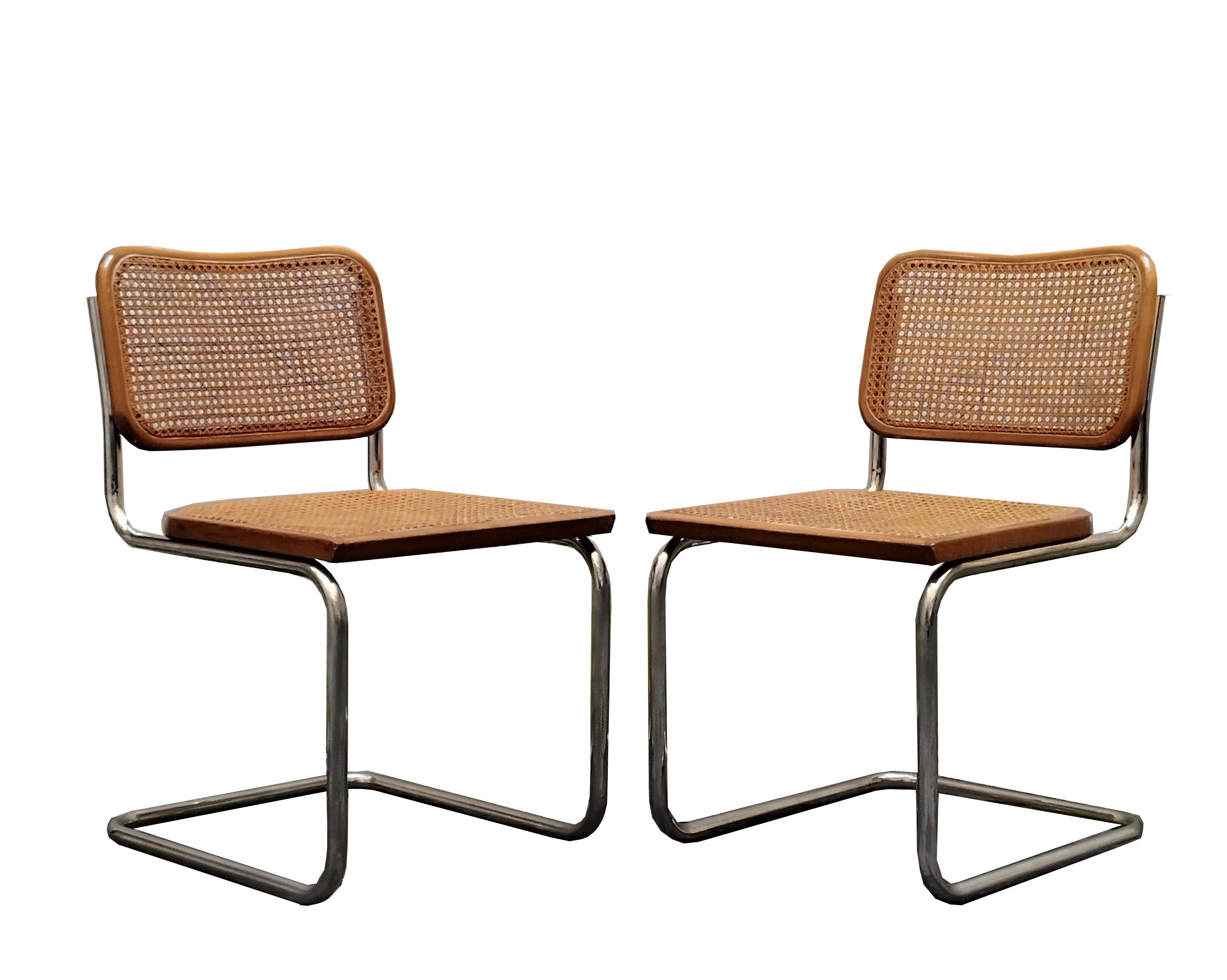 Ein Paar Cesca-Stühle von Marcel Breuer, Italien, 1970er Jahre (Italienisch) im Angebot