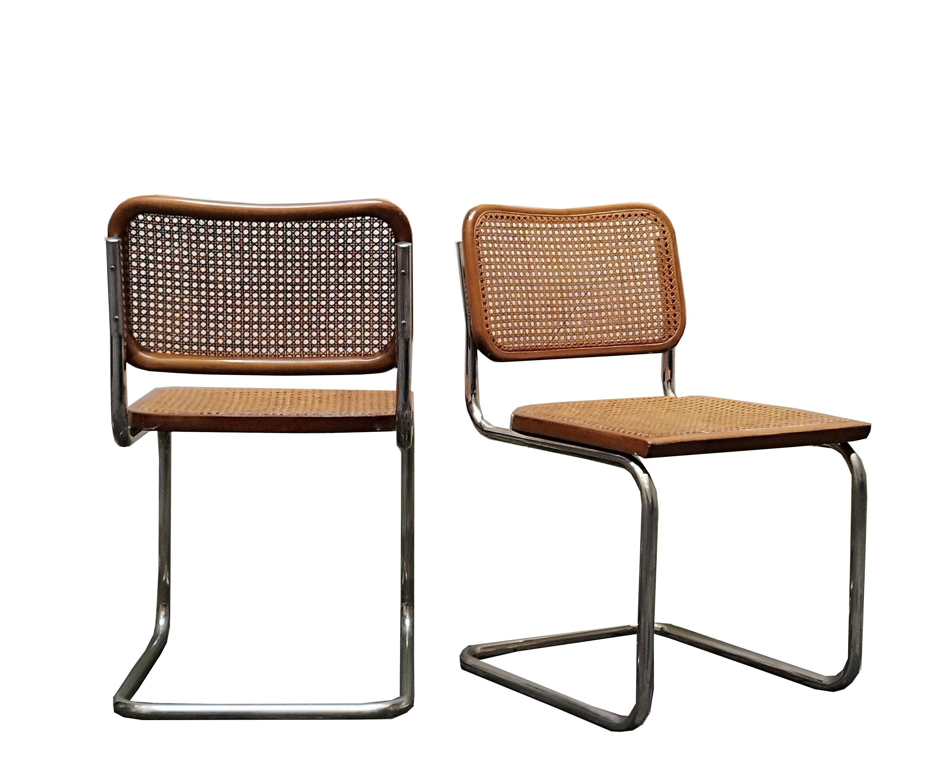 Marcel Breuer Pair of Cesca Chairs, Italy, 1970s In Good Condition For Sale In Naples, IT