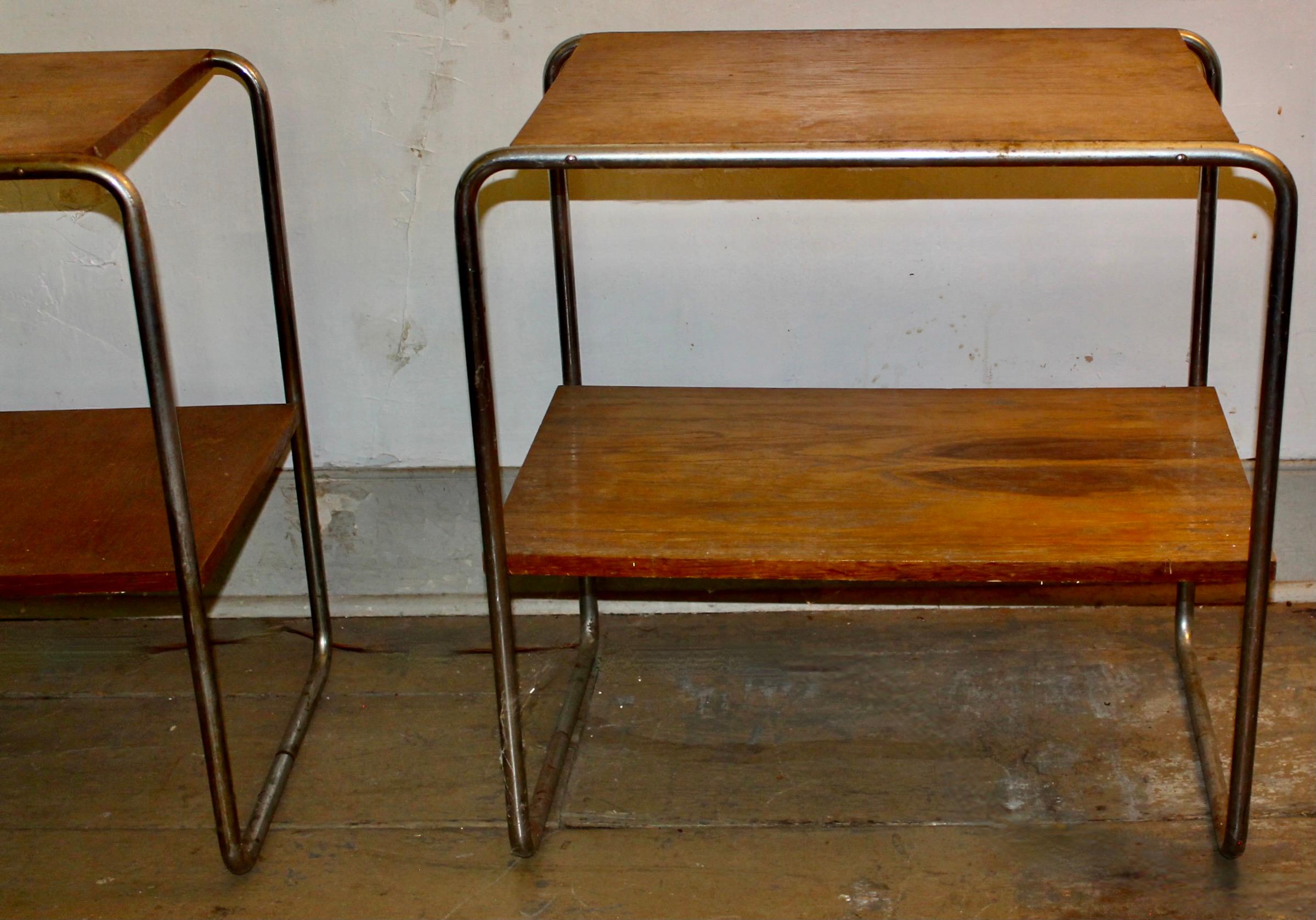 Marcel Breuer Ein Paar Original Thonet B-12 Beistelltische im Angebot 5