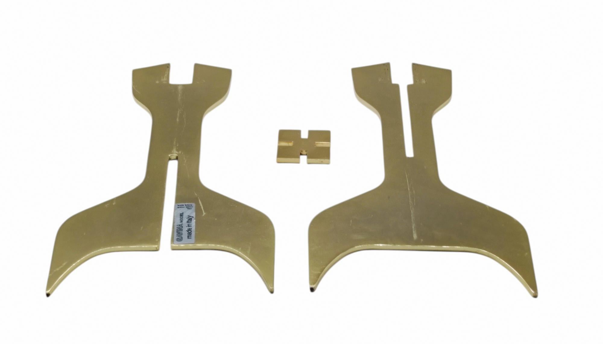 Italian Marcel Breuer for Gavina Sculptural Golden Candle Holder, Italy 1970s For Sale