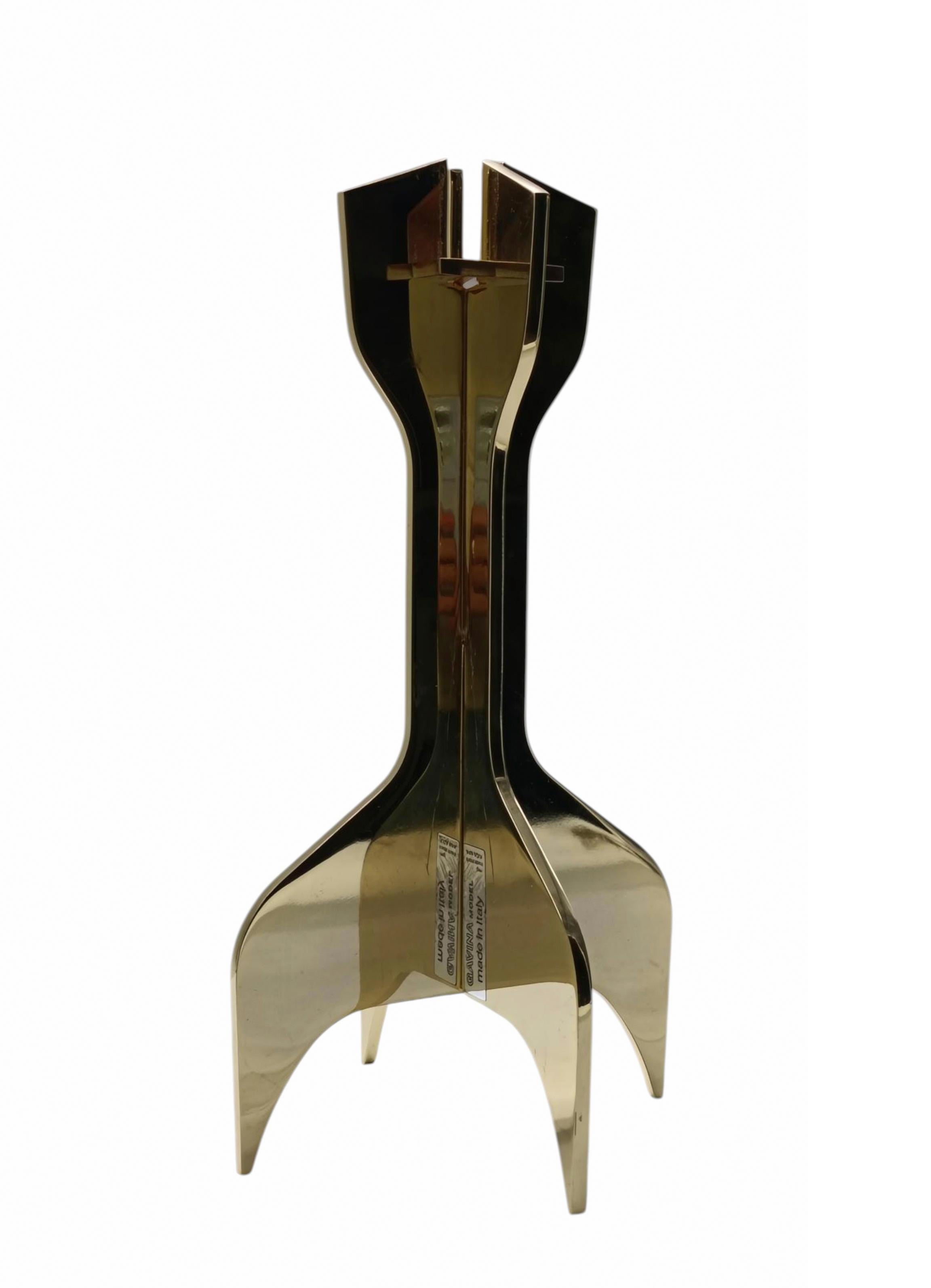 Marcel Breuer for Gavina Sculptural Golden Candle Holder, Italy 1970s For Sale 2