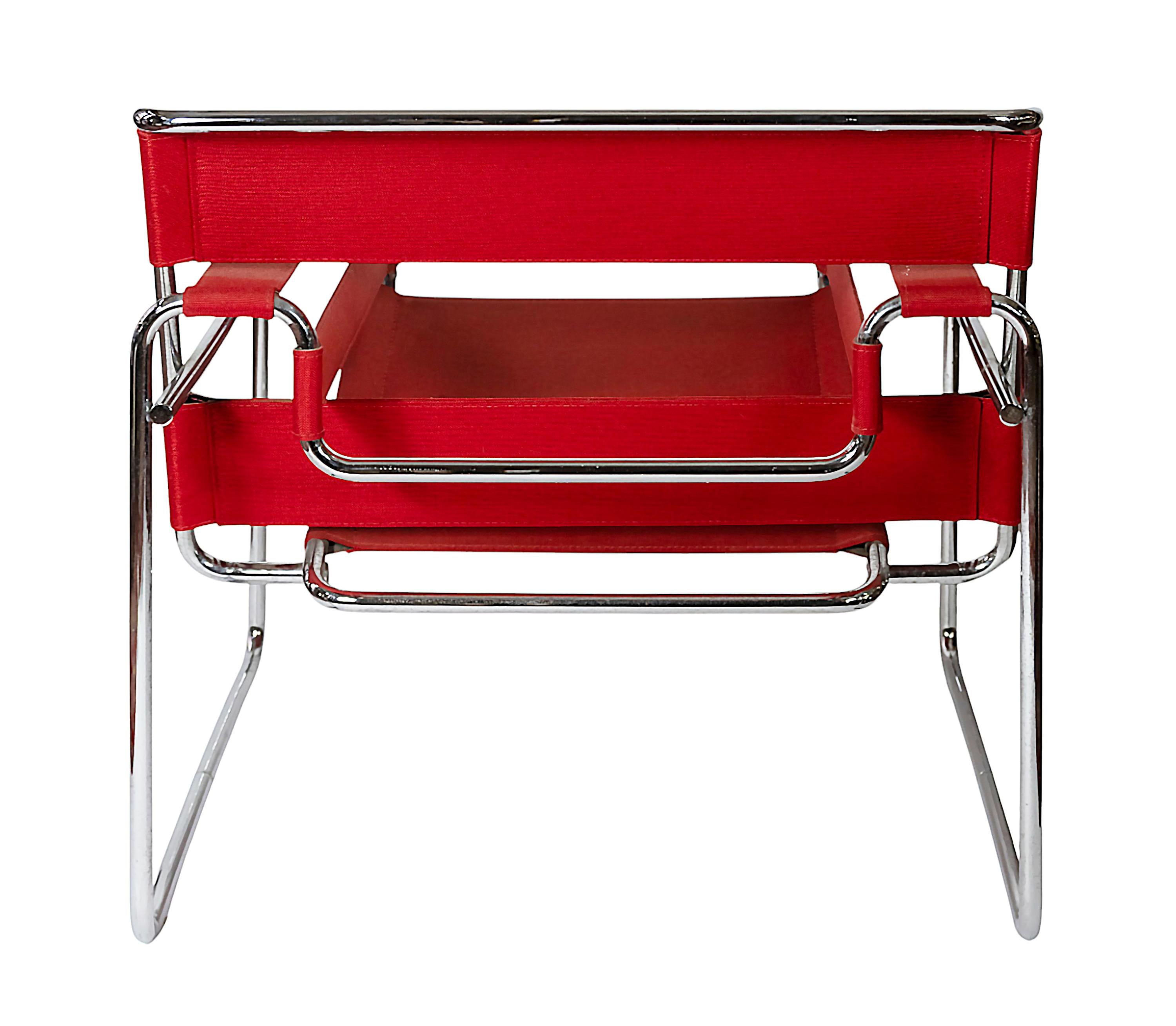 Marcel Breuer Sillón Wassily Lienzo Rojo by Knoll Studio Italiano en venta
