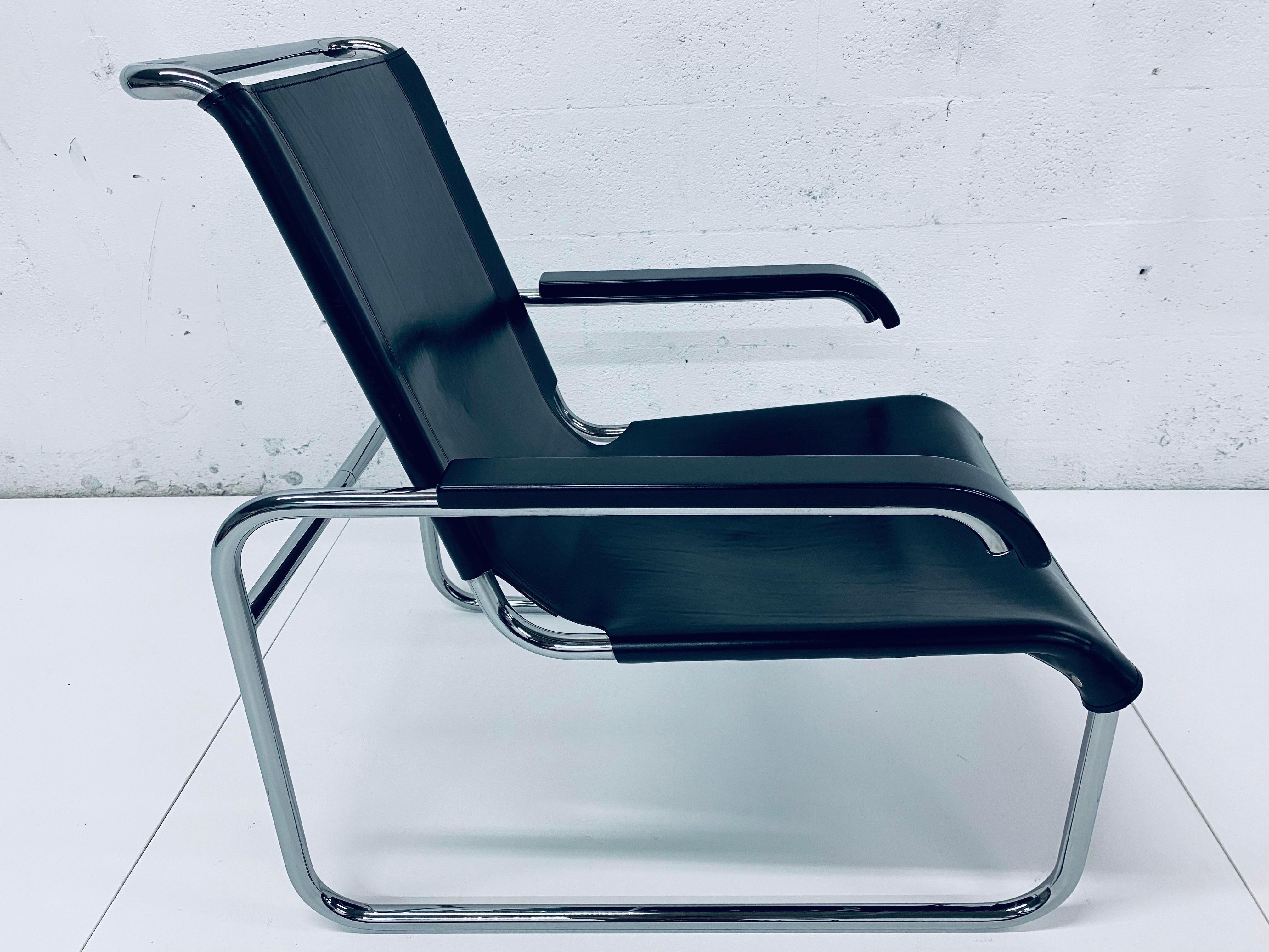 Bauhaus Marcel Breuer for Thonet S 35 L Leather Lounge Chair, 1960s