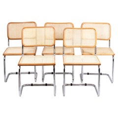 Marcel Breuer, Series of Five Chairs B 32 “Cesca” in Beech Blond Varnished, 1970