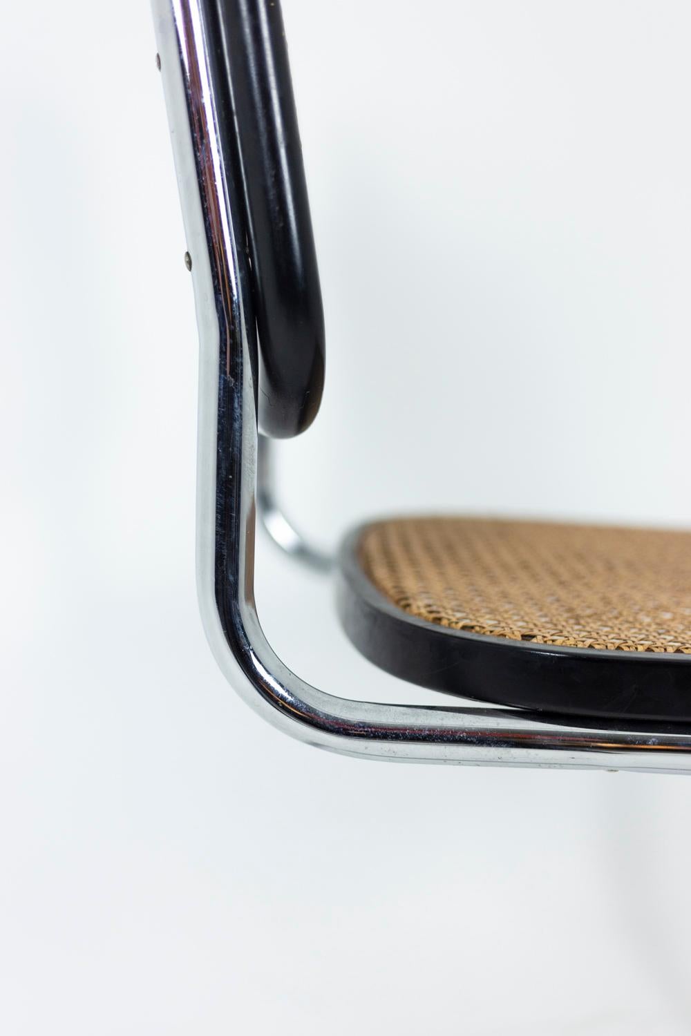 Marcel Breuer, Series of Six Chairs B32 in Black Lacquered Wood, 1970’s 4