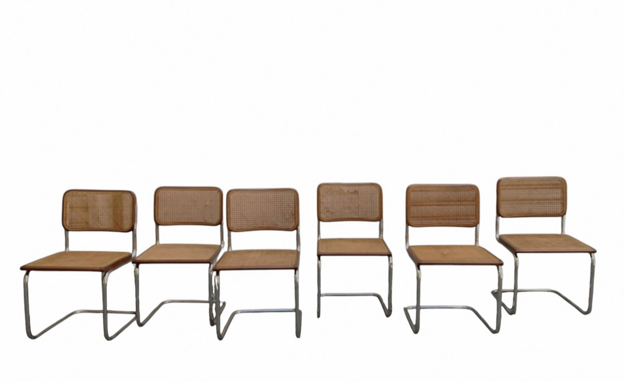 Marcel Breuer Set di 6 Sedie Cesca, Italia 1970s Moderno de mediados de siglo en venta