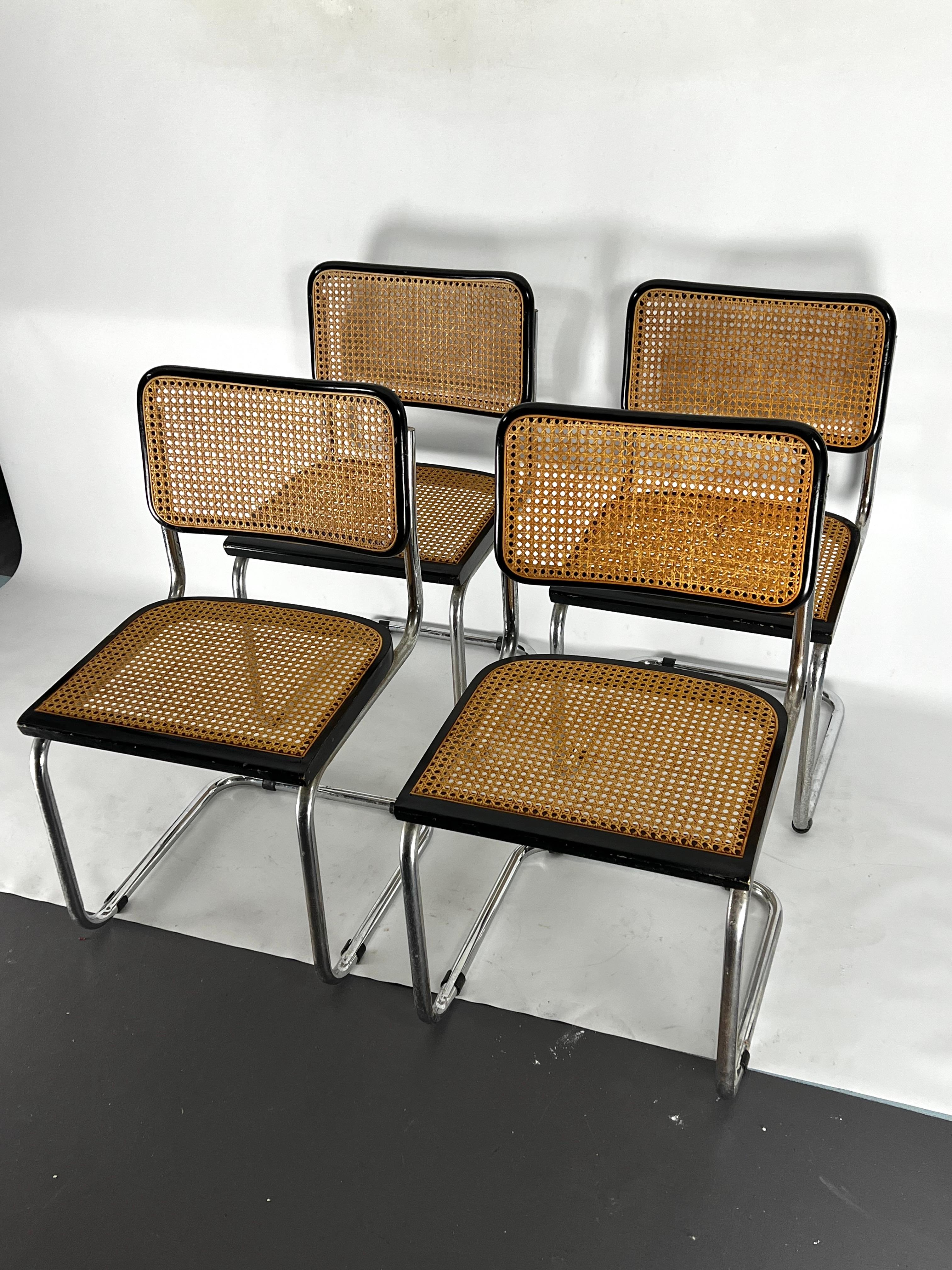Italian Marcel Breuer, set of Four Cesca Chairs for Gavina. Italy 1960s For Sale