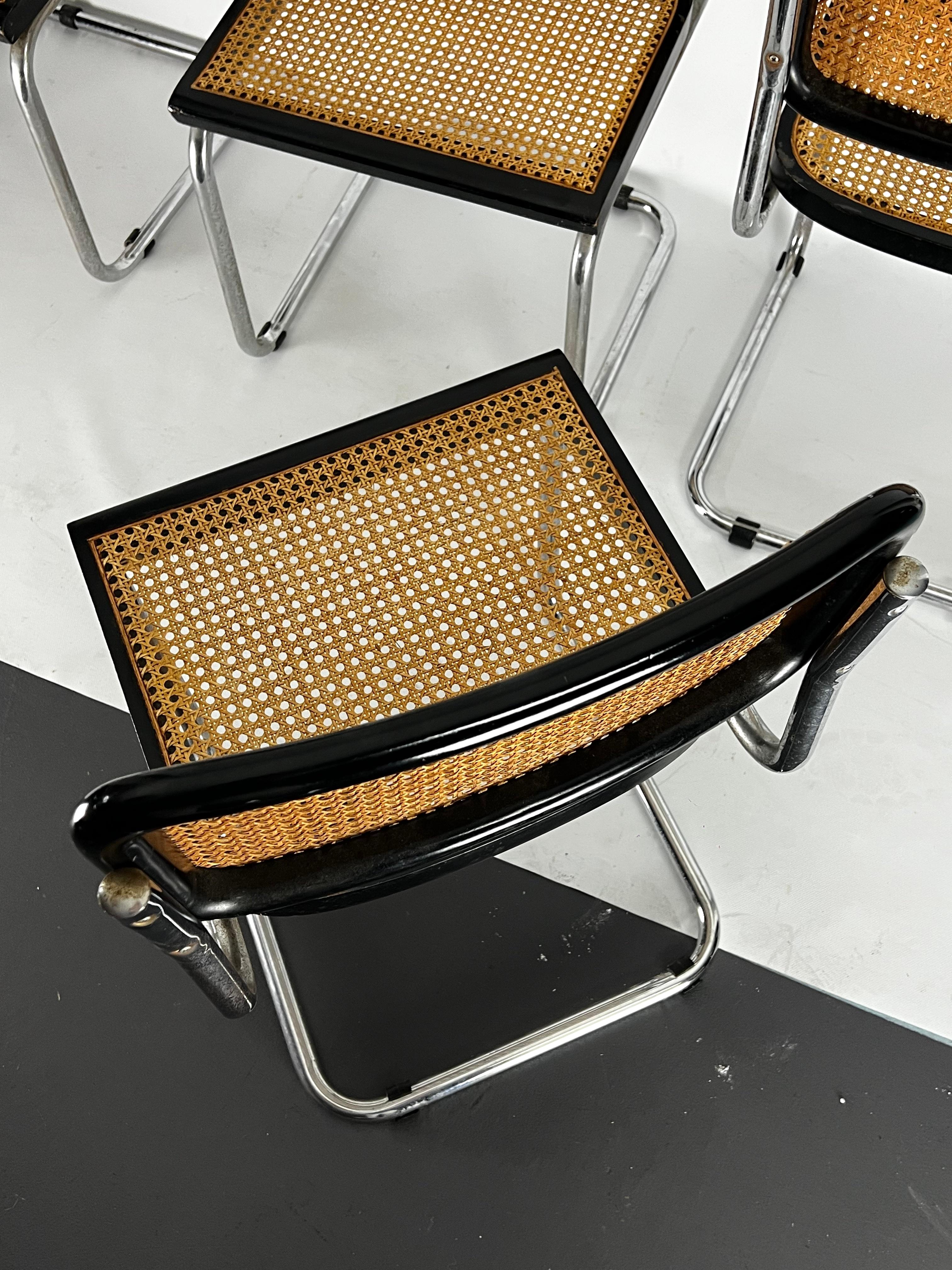 Marcel Breuer, set of Four Cesca Chairs for Gavina. Italy 1960s For Sale 1