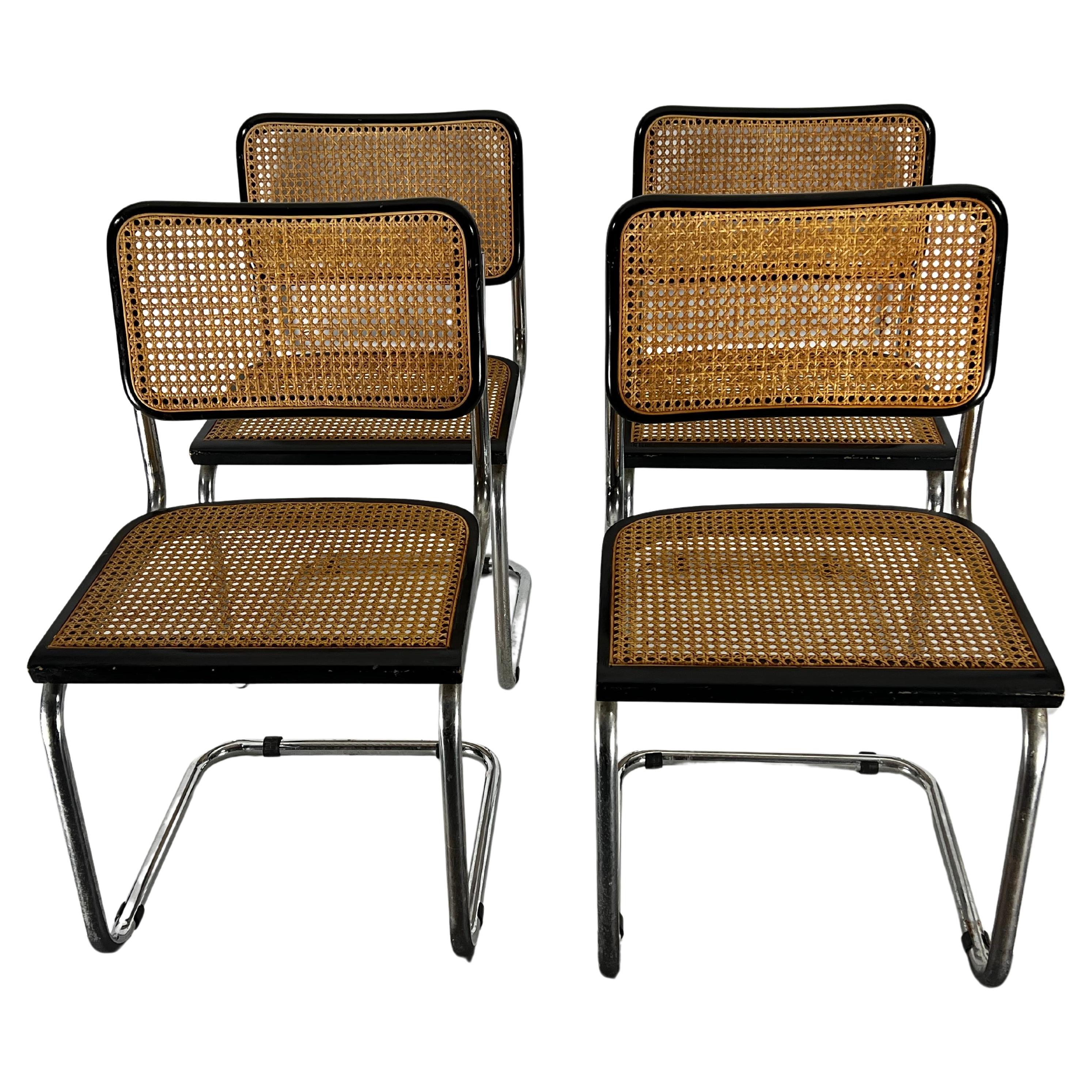 Marcel Breuer, set of Four Cesca Chairs for Gavina. Italy 1960s