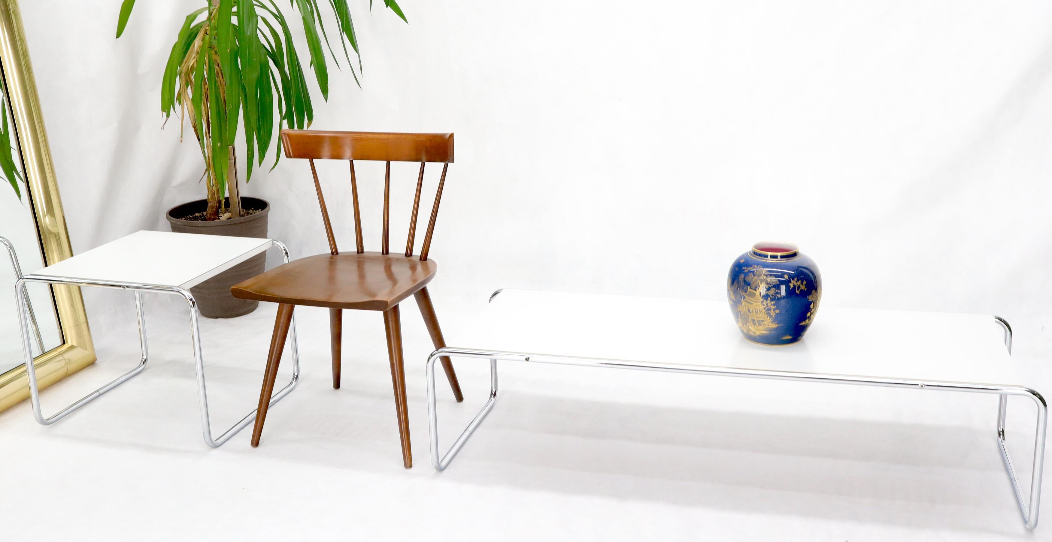 Mid-Century Modern tubular frame design set of rectangular coffee table and a side table measuring: 19 x 21.5 x 18.
