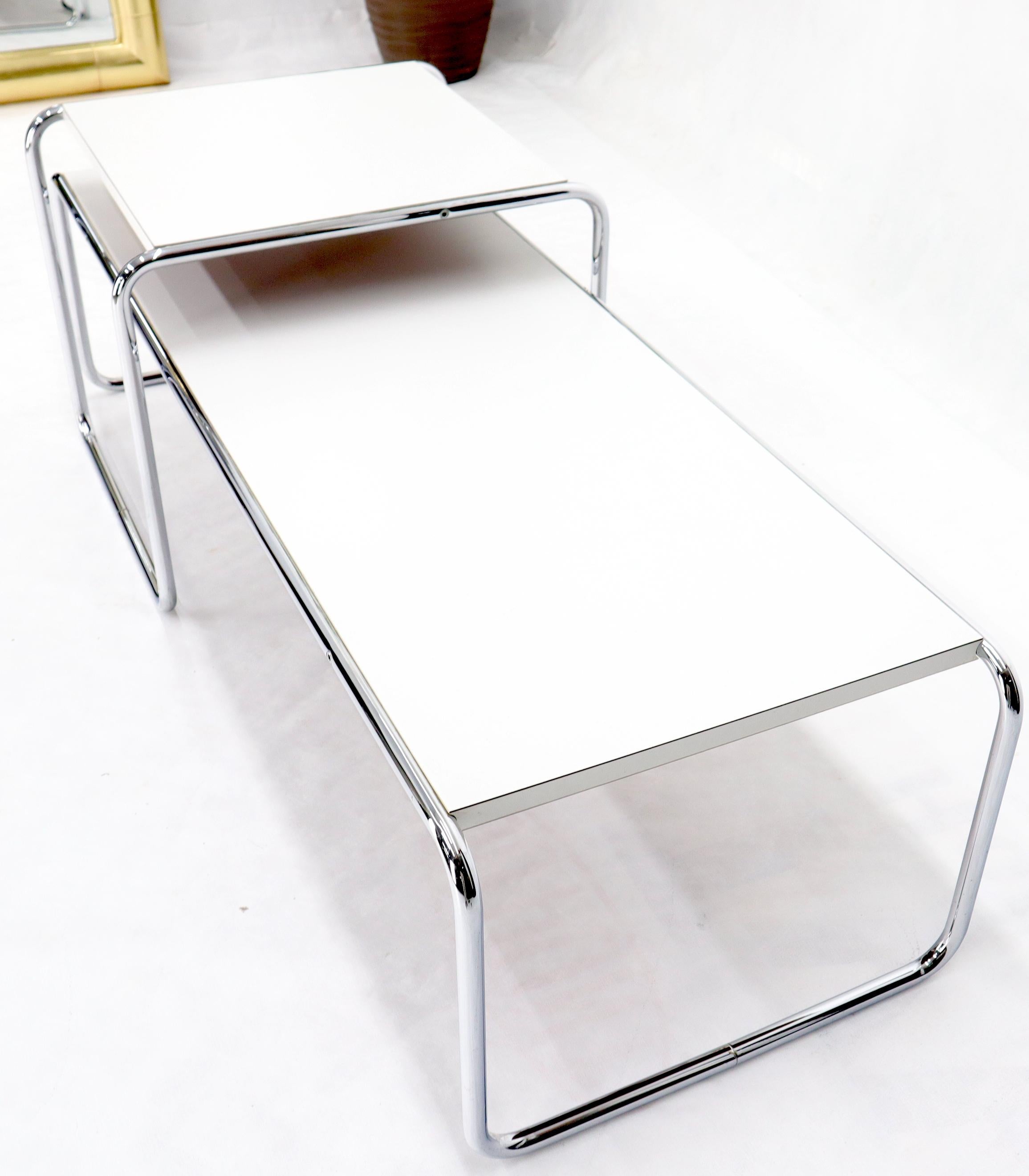 Mid-Century Modern Marcel Breuer Set of Nesting Rectangle Coffee and Side Table Stendig, Finland For Sale