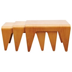 Marcel Breuer Set of Three Beech Plywood Nesting Tables for Isokon, circa 1936