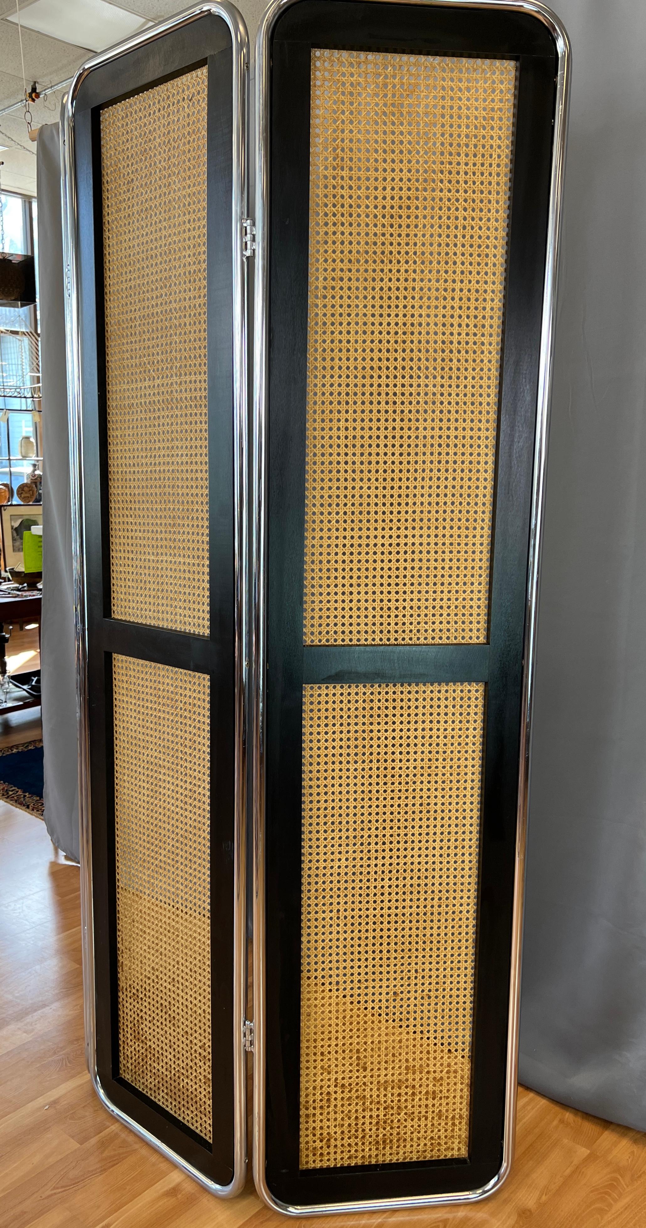 Marcel Breuer Style 3 Panel Rattan Room Divider/Screen 6
