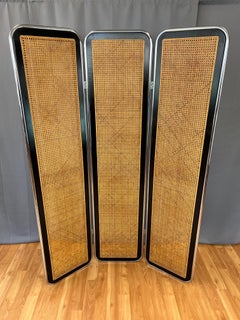 Marcel Breuer Style 3 Panel Rattan Room Divider/Screen