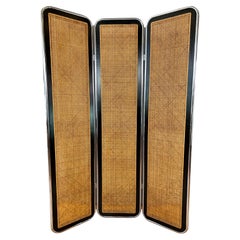 Marcel Breuer Style 3 Panel Rattan Room Divider/Screen