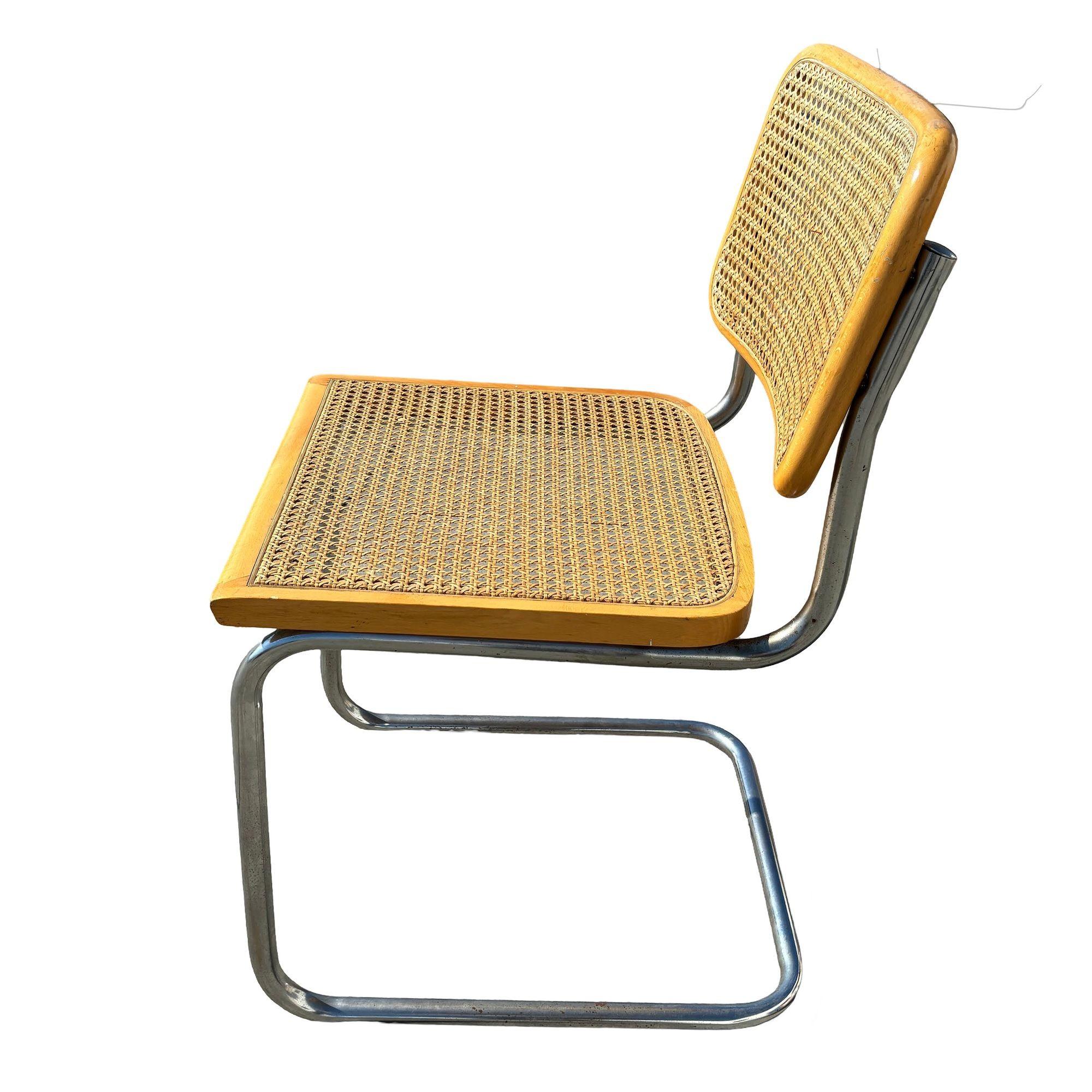 Marcel Breuer Stil Freischwinger Cesca Beistellstuhl Set mit Esstisch, Italien im Angebot 2