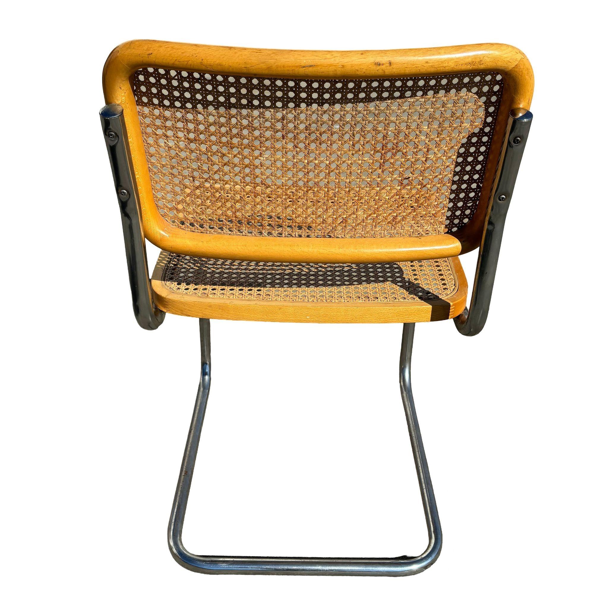 Marcel Breuer Stil Freischwinger Cesca Beistellstuhl Set mit Esstisch, Italien im Angebot 3