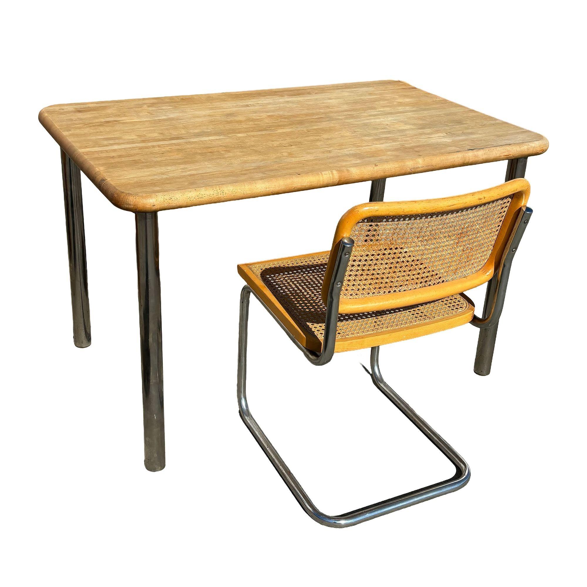 Marcel Breuer Stil Freischwinger Cesca Beistellstuhl Set mit Esstisch, Italien im Zustand „Hervorragend“ im Angebot in Van Nuys, CA