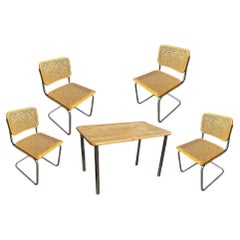 Marcel Breuer Style Cantilever Cesca Side Chair Set w/ Dining Table, Italy