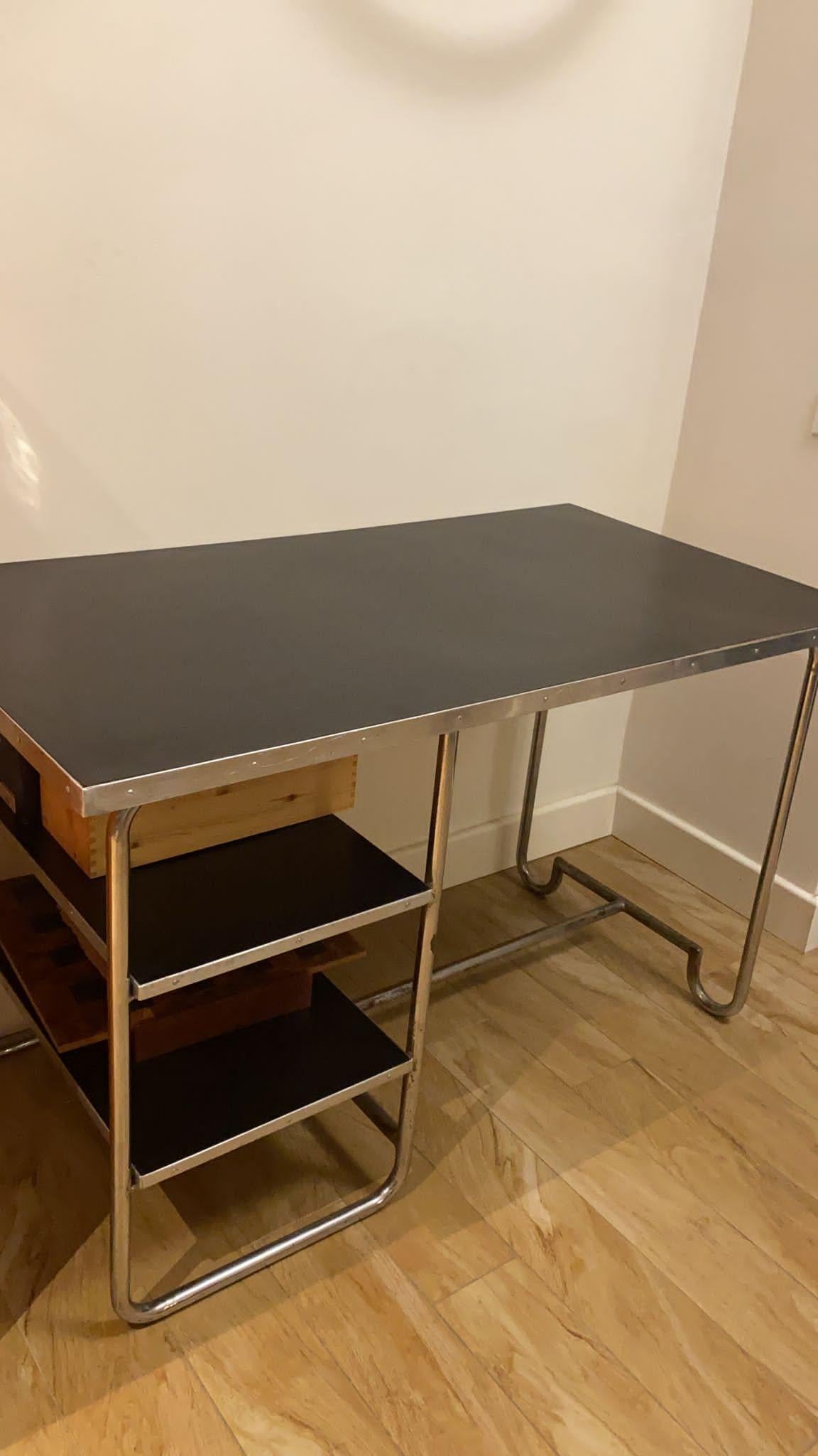 Laminate Marcel Breuer Style Desk 1950s Mid-Century Modern For Sale