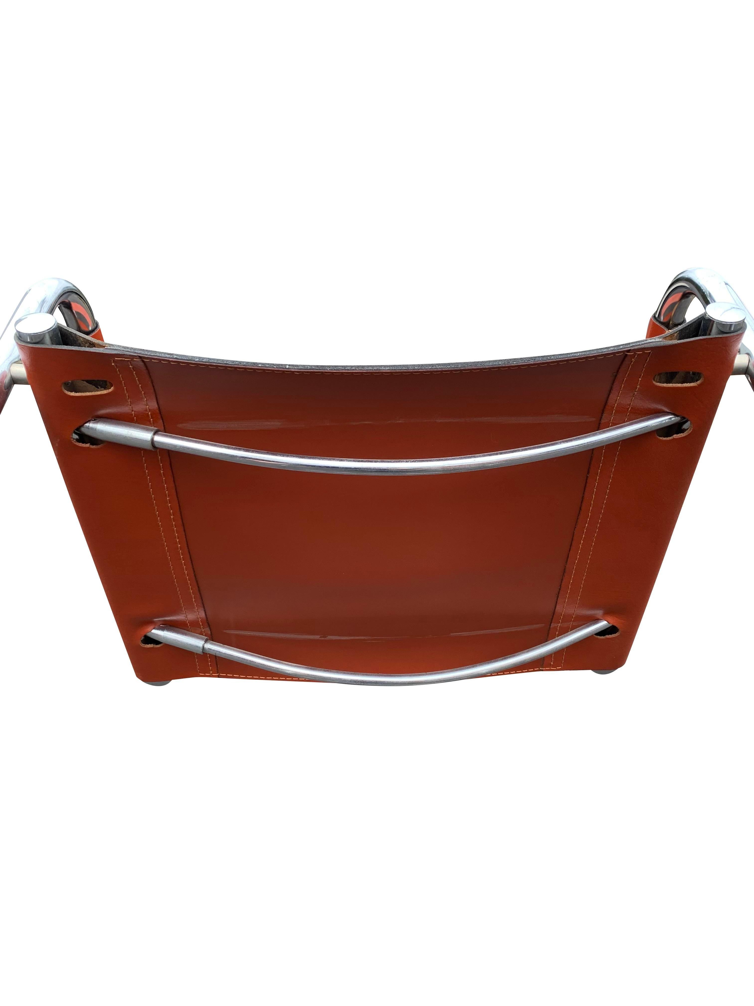 Marcel Breuer Style Leather Accent or Side Chairs in Leather and Chrome- a Pair For Sale 3