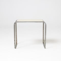 Marcel Breuer Style Small Tubular Steel and Wood Side Table, circa 1970