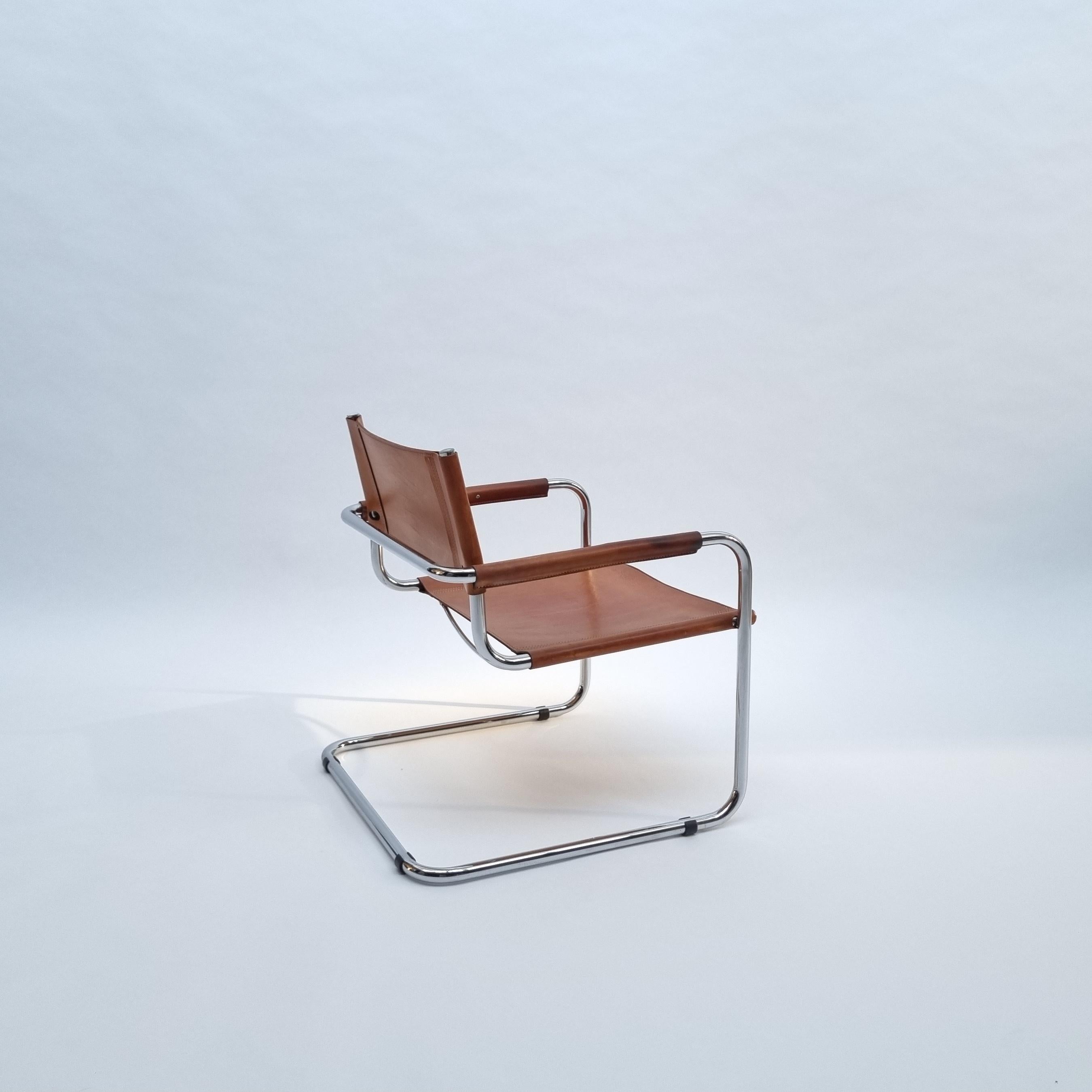 Marcel Breuer Vintage Leather & Chrome Cantilever Easy Chair, 1970s 6