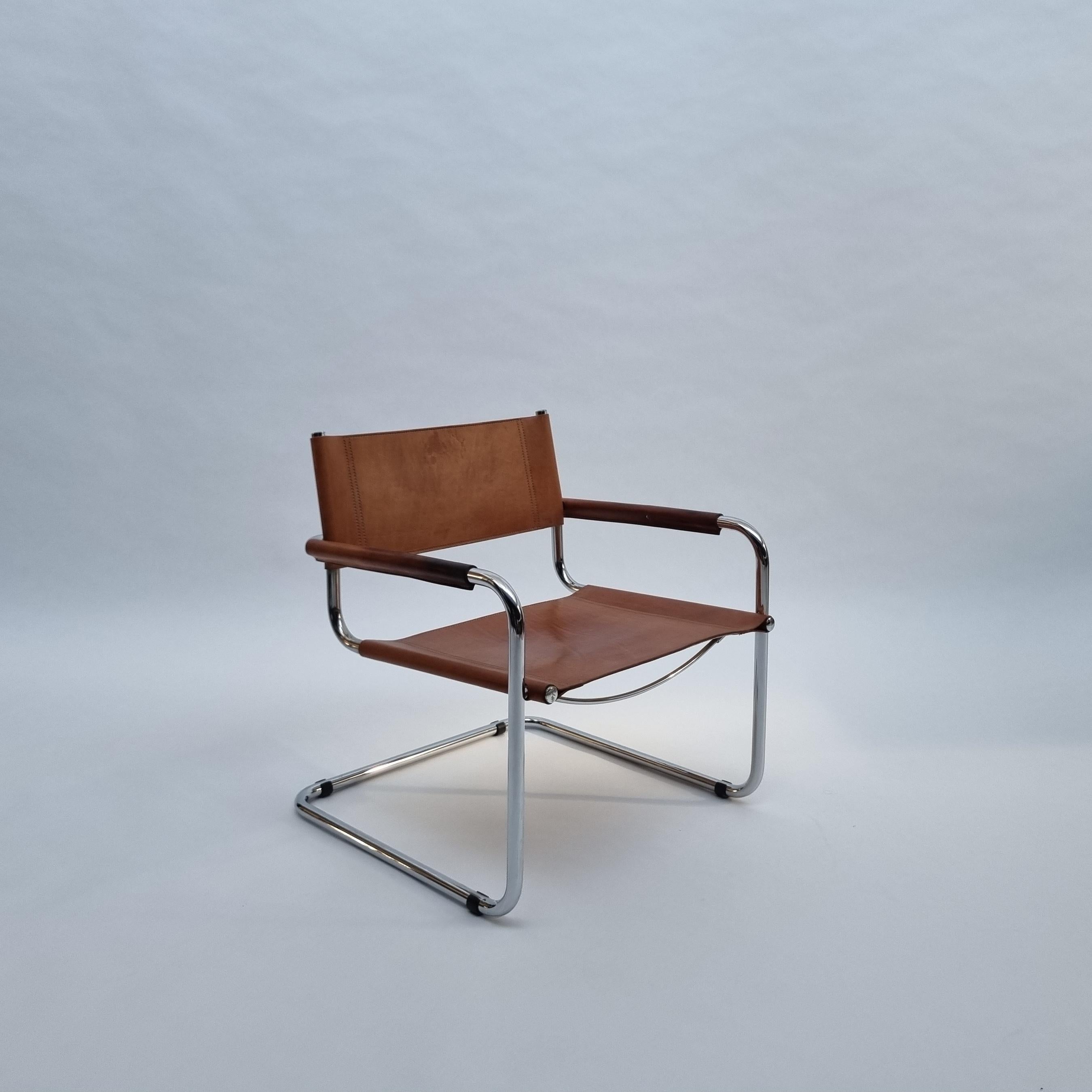 Marcel Breuer Vintage Leather & Chrome Cantilever Easy Chair, 1970s 9