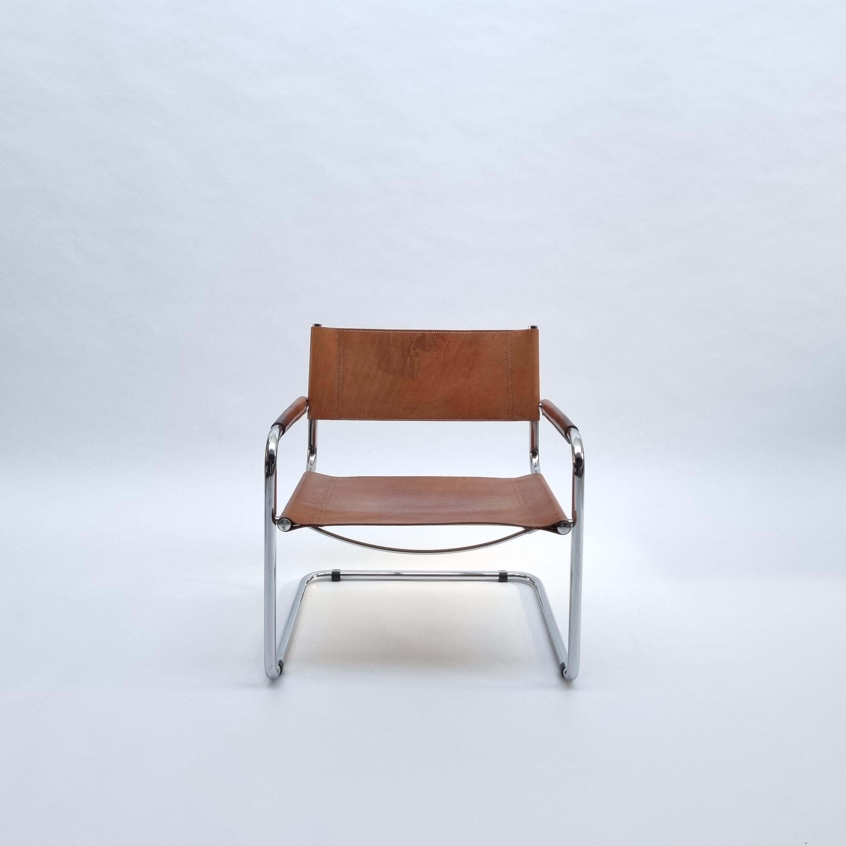 Marcel Breuer Vintage Leather & Chrome Cantilever Easy Chair, 1970s 10