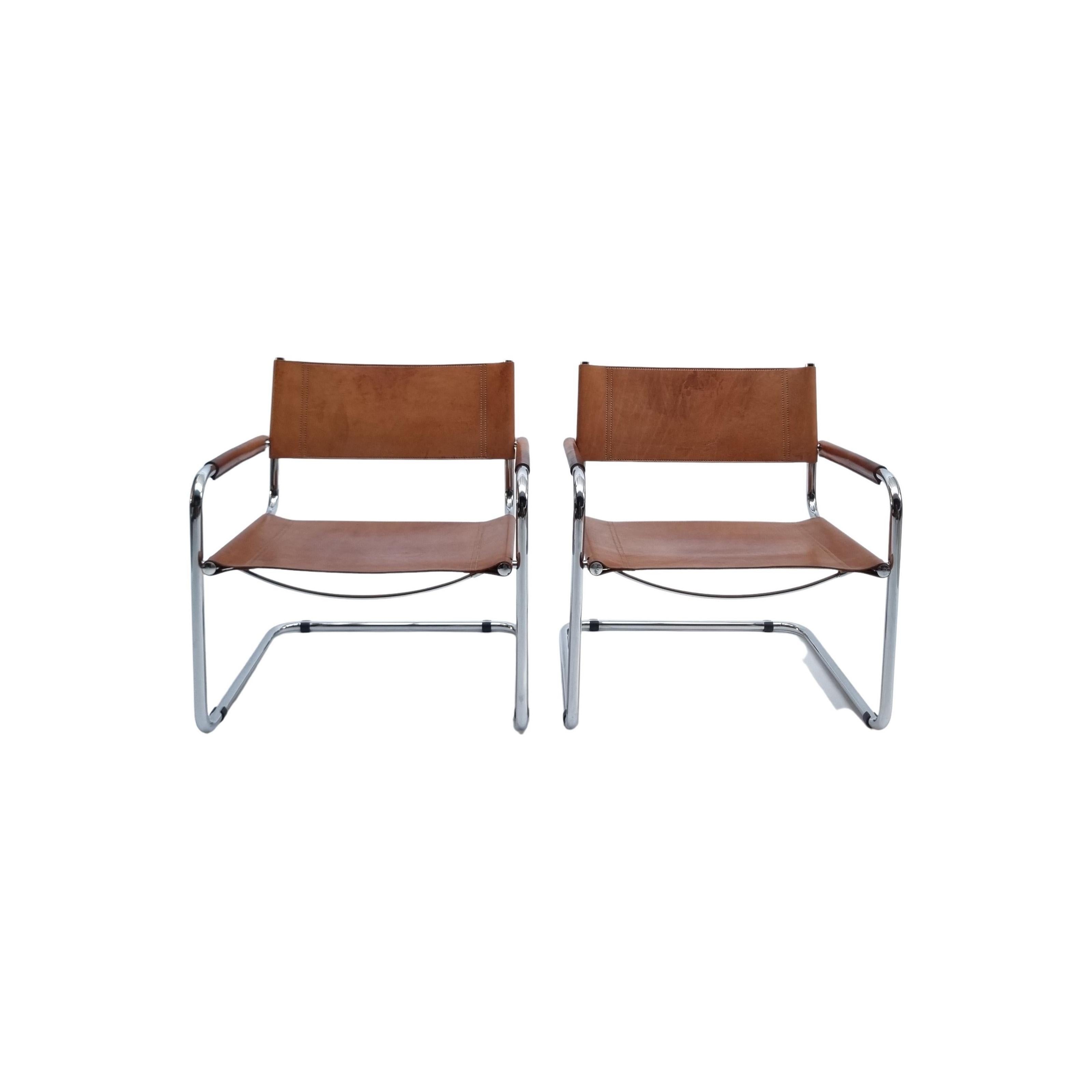 Marcel Breuer Vintage Leather & Chrome Cantilever Easy Chair, 1970s In Good Condition In Hilversum, NL