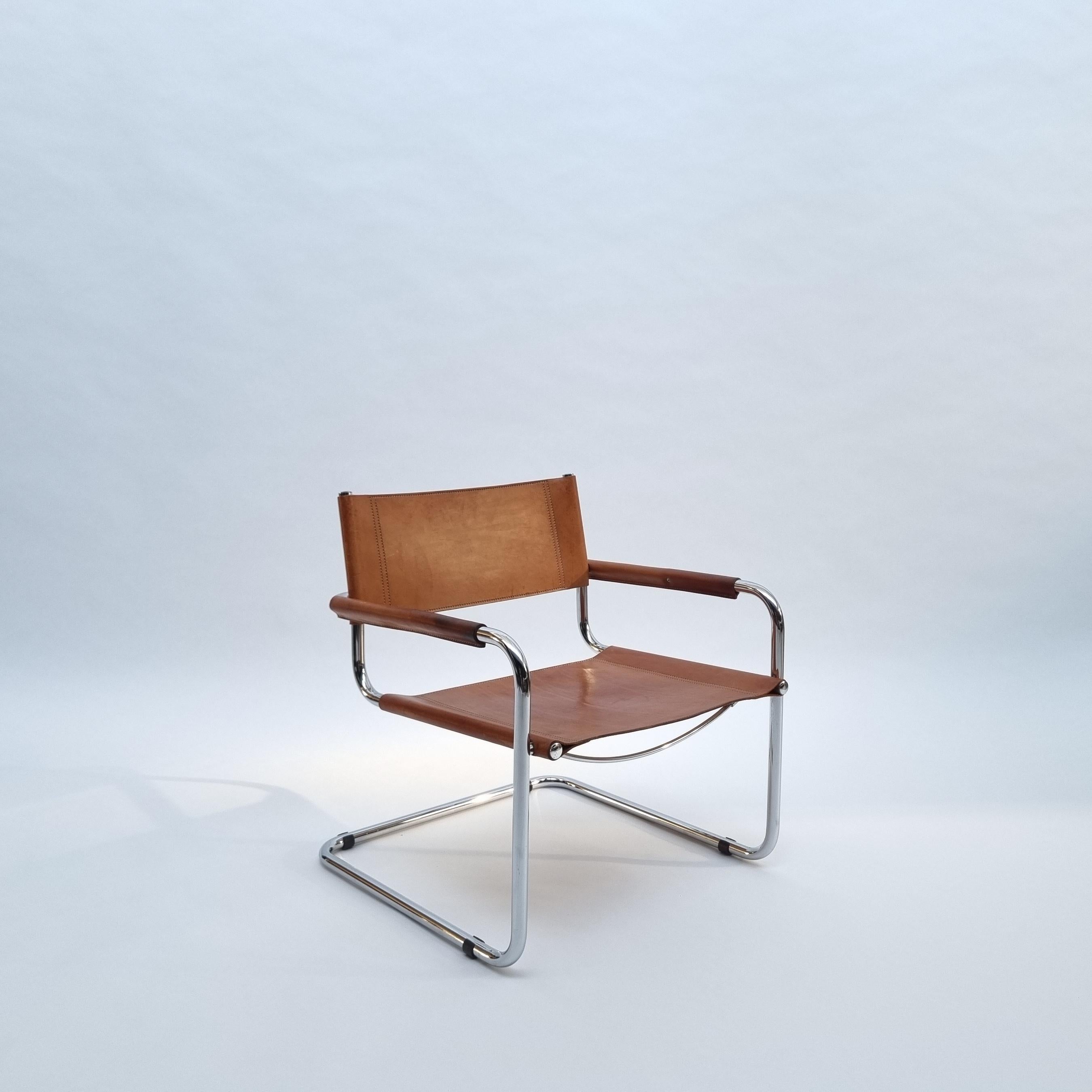 Marcel Breuer Vintage Leather & Chrome Cantilever Easy Chair, 1970s 1