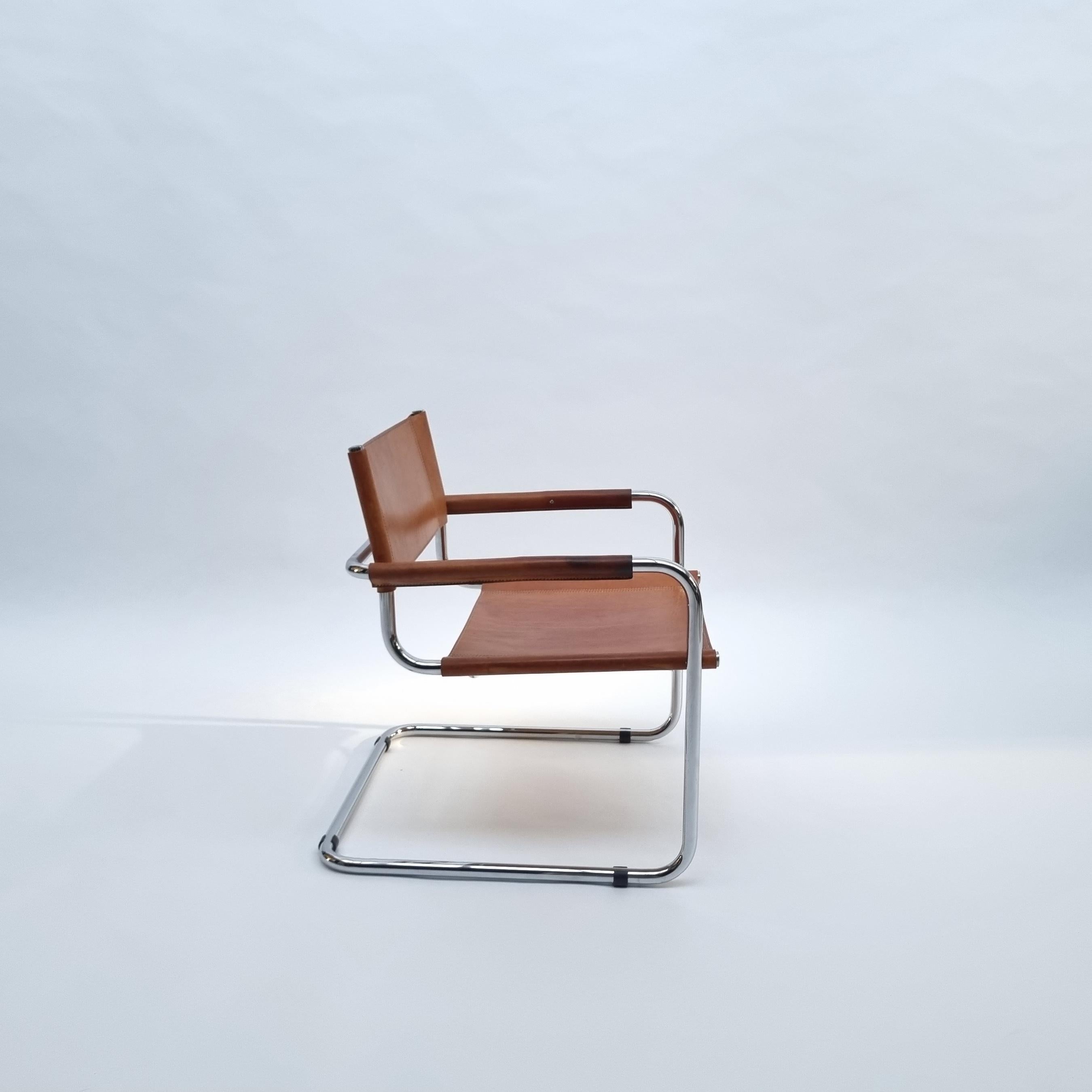 Marcel Breuer Vintage Leather & Chrome Cantilever Easy Chair, 1970s 2
