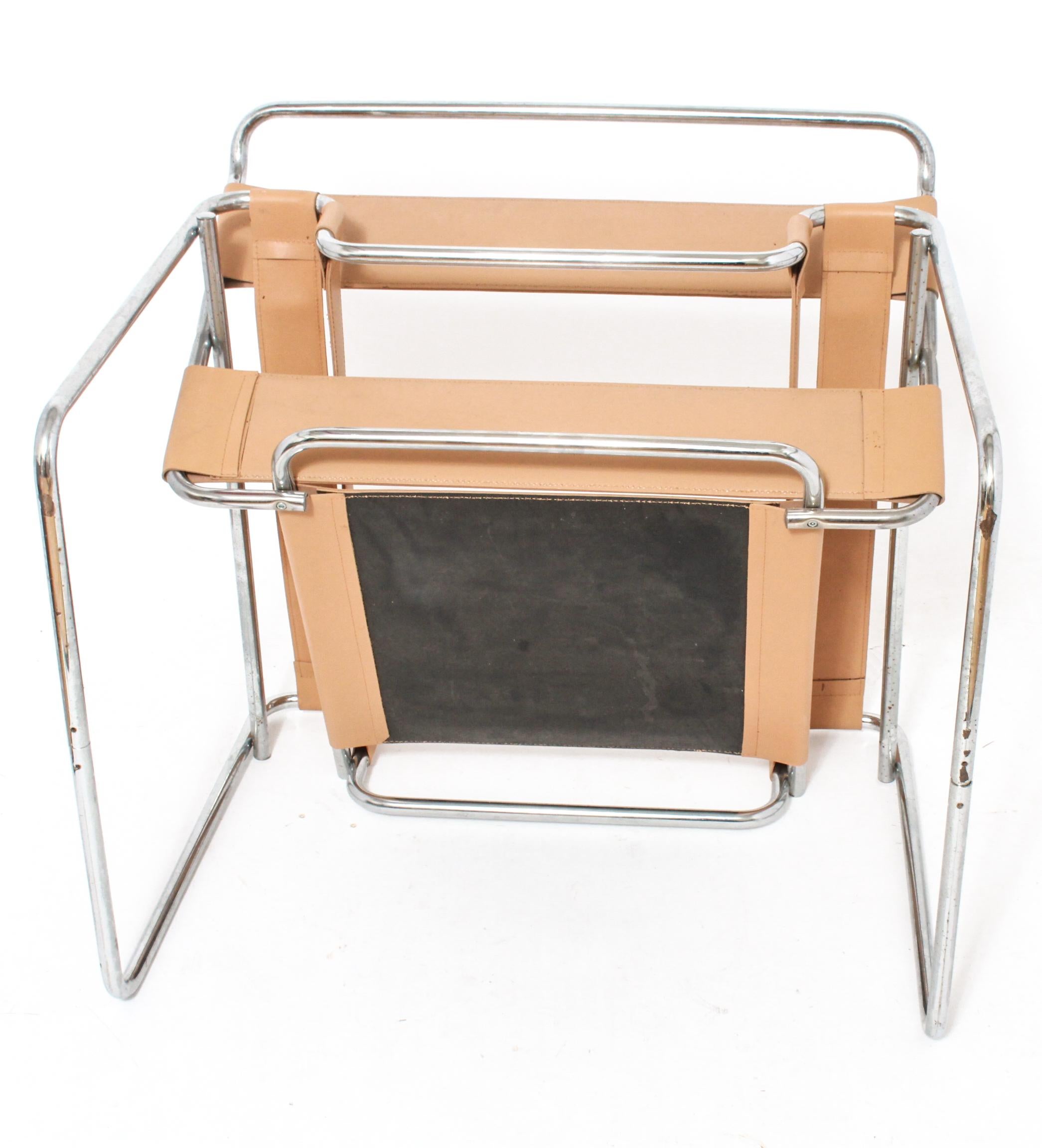 20th Century Marcel Breuer Wassily B3 Armchairs in Tan Leather