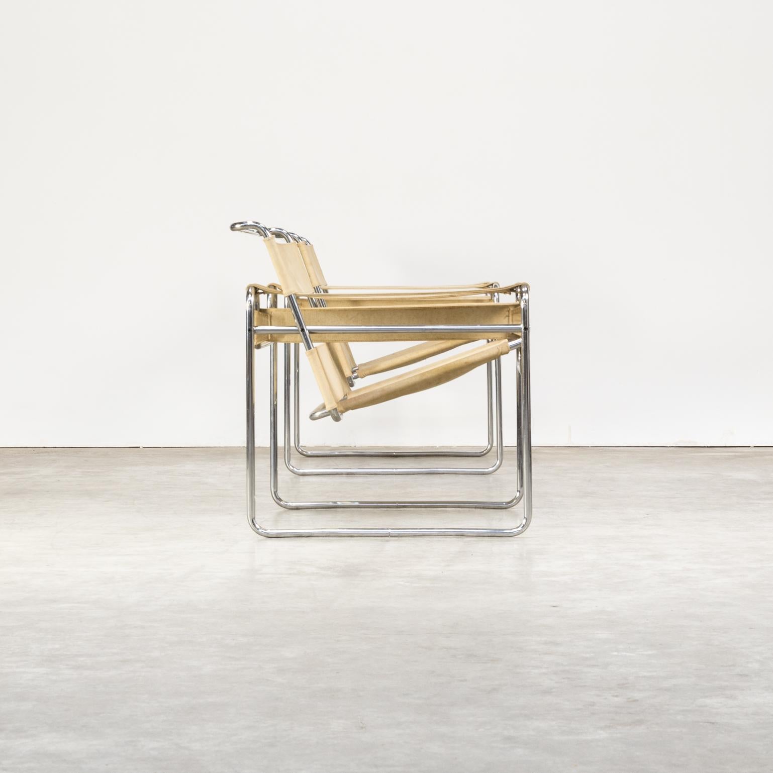 Marcel Breuer ‘wassily’ B3 Chairs Canvas for Gavina In Good Condition For Sale In Amstelveen, Noord