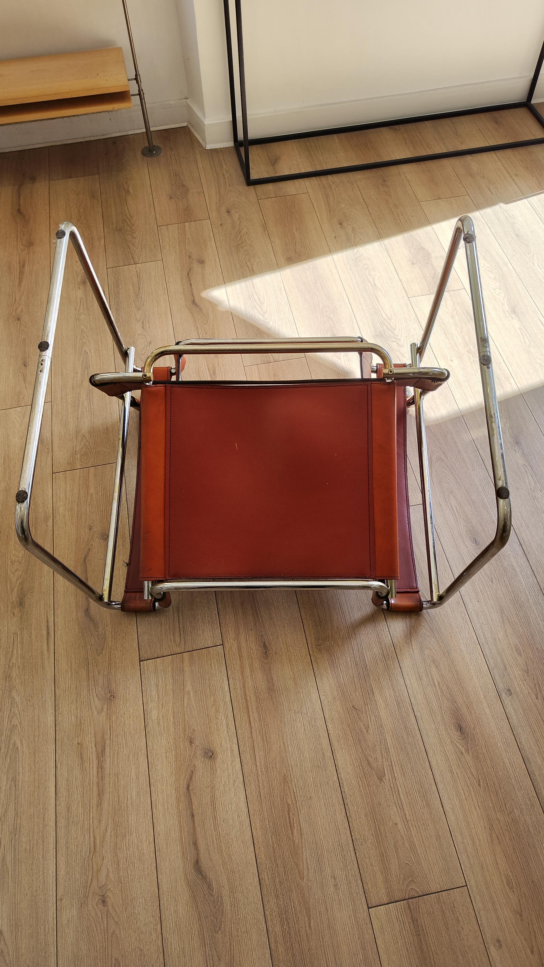 Steel Marcel Breuer Wassily B3 Leather Armchairs, Fasem 1983 Edition For Sale