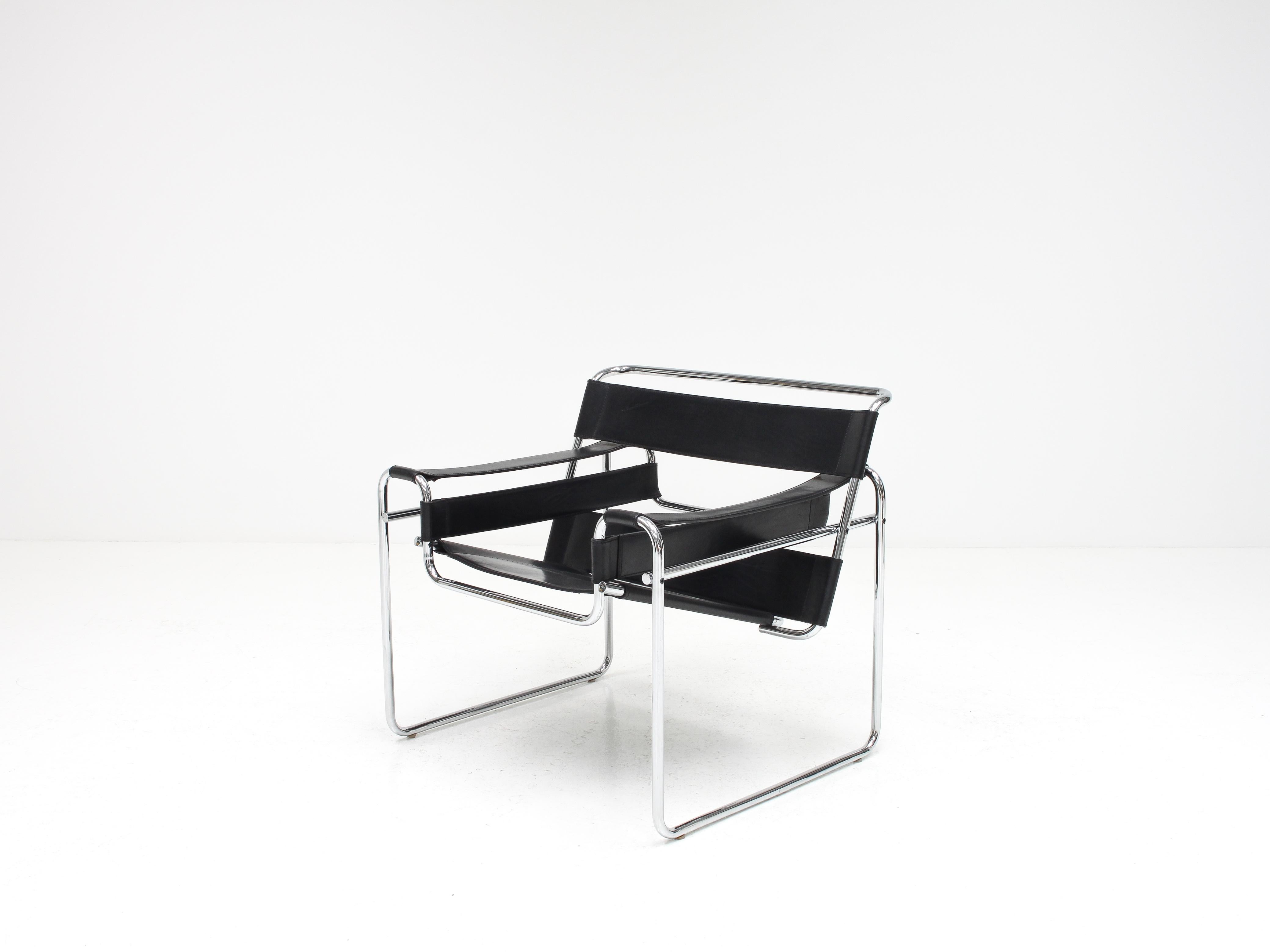 A fine Marcel Breuer 'Wassily' chair, produced before 1968 in Italy by Gavina. Authentic and stamped.

In 1968 Gavina was sold to the American company Knoll and the Bologna brand ceased to trade meaning this is a hard to find item.

The piece is in