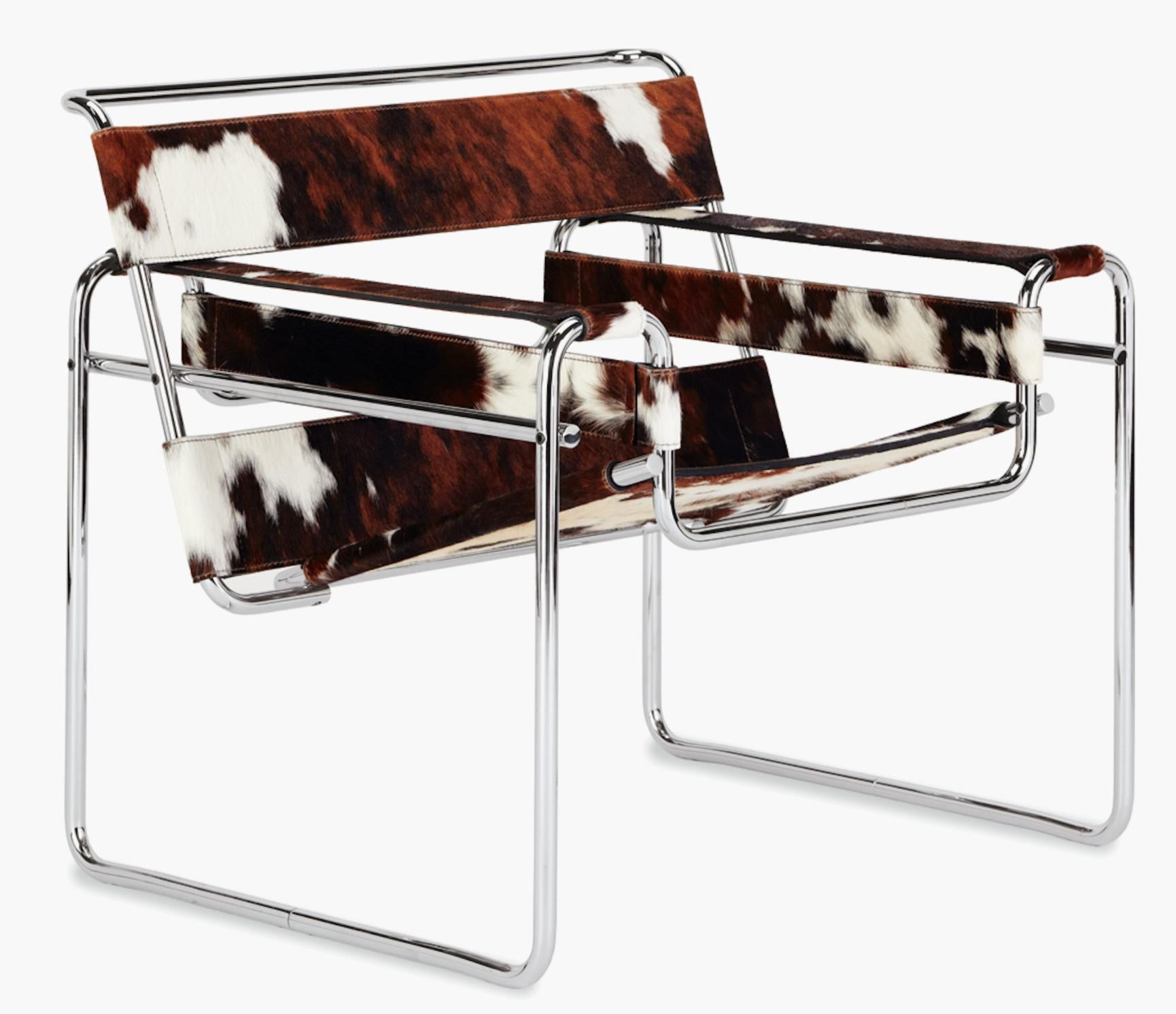 Italian Marcel Breuer Wassily Chair, Knoll Associates, Tri-colored Hide, Italy, 2000s For Sale