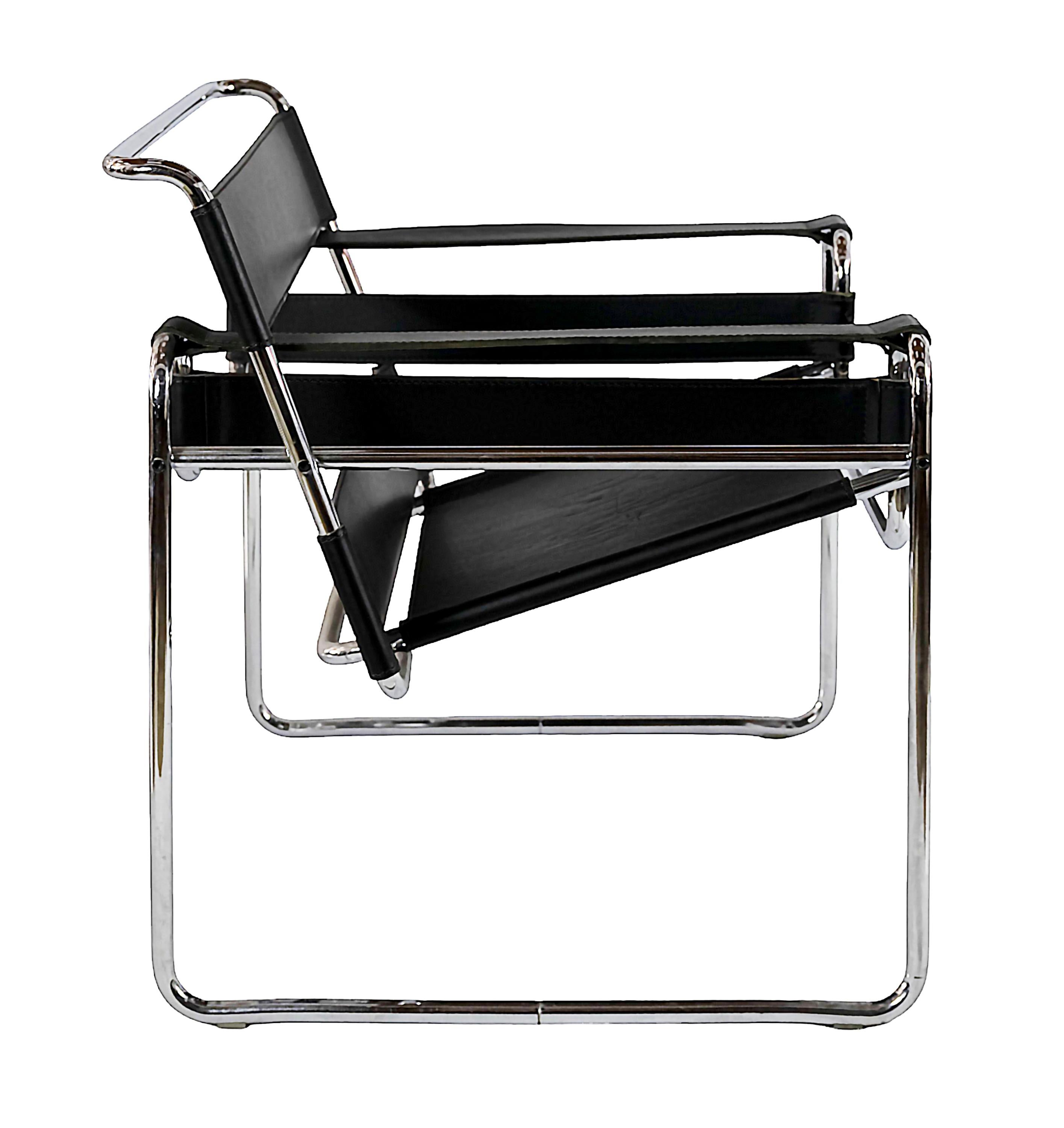 Italian Marcel Breuer Wassily Lounge Chair signed Knoll Studio For Sale