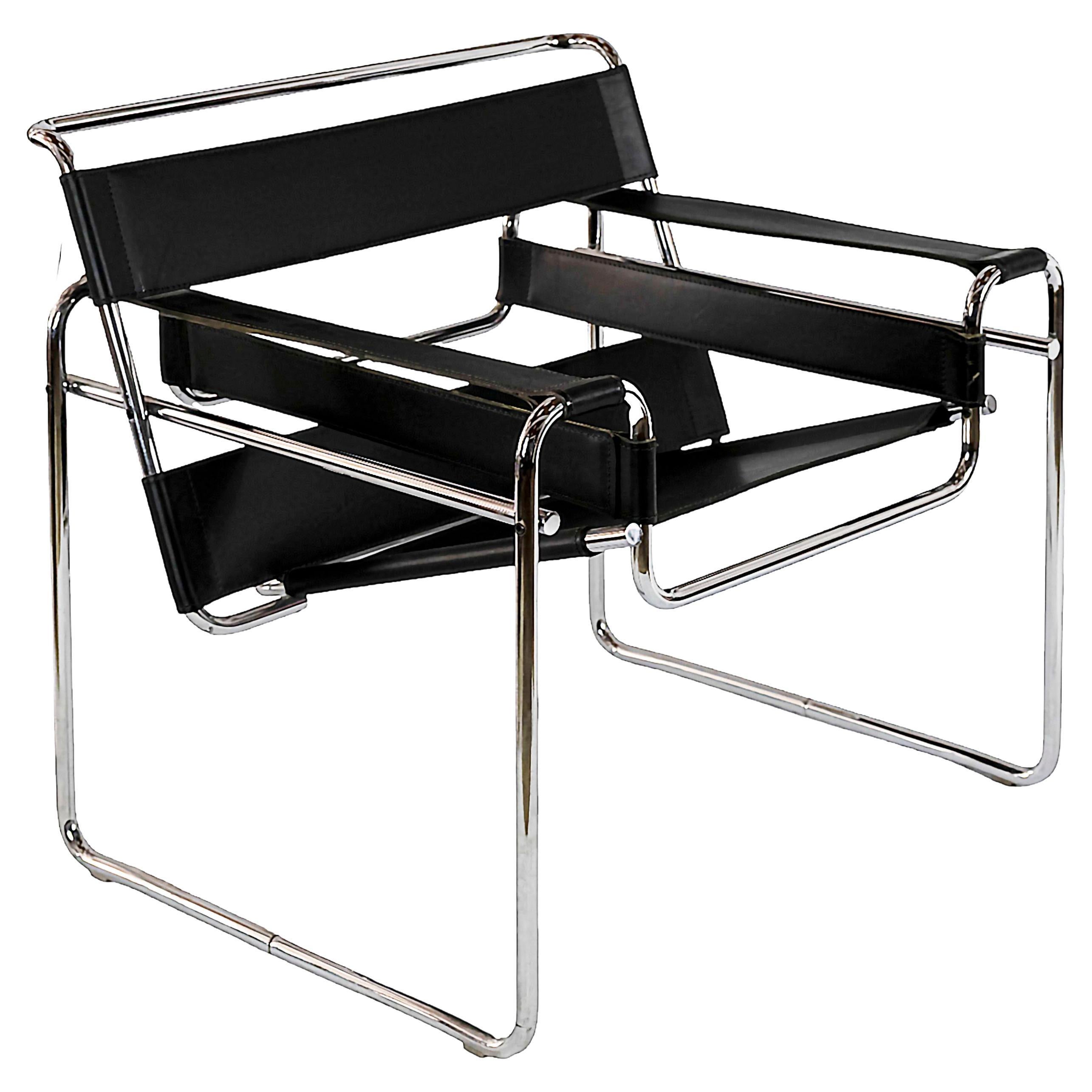 Marcel Breuer Wassily Lounge Chair signed Knoll Studio For Sale