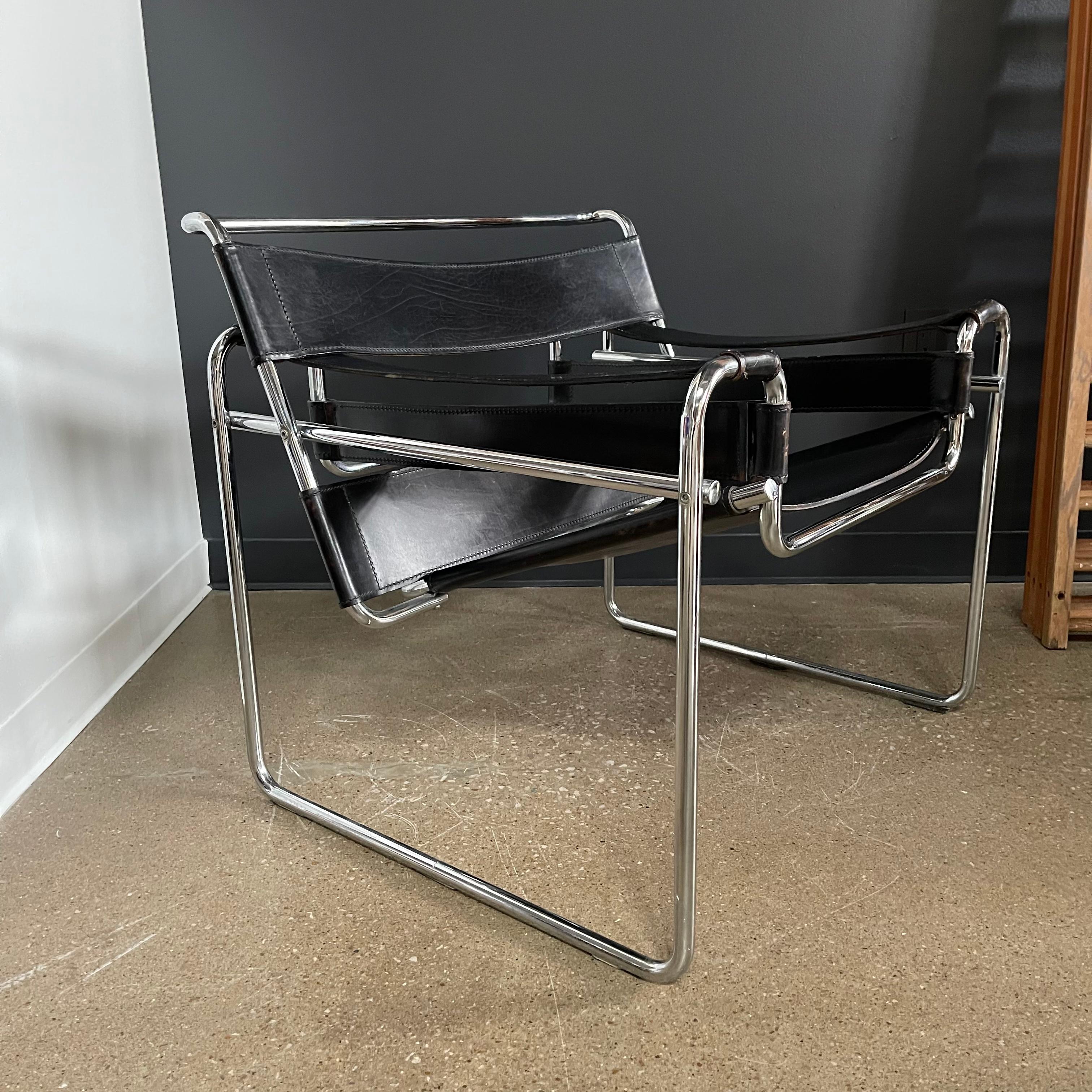 Marcel Breuer Wassily Style Leather & Chrome Chairs- Pair For Sale 6