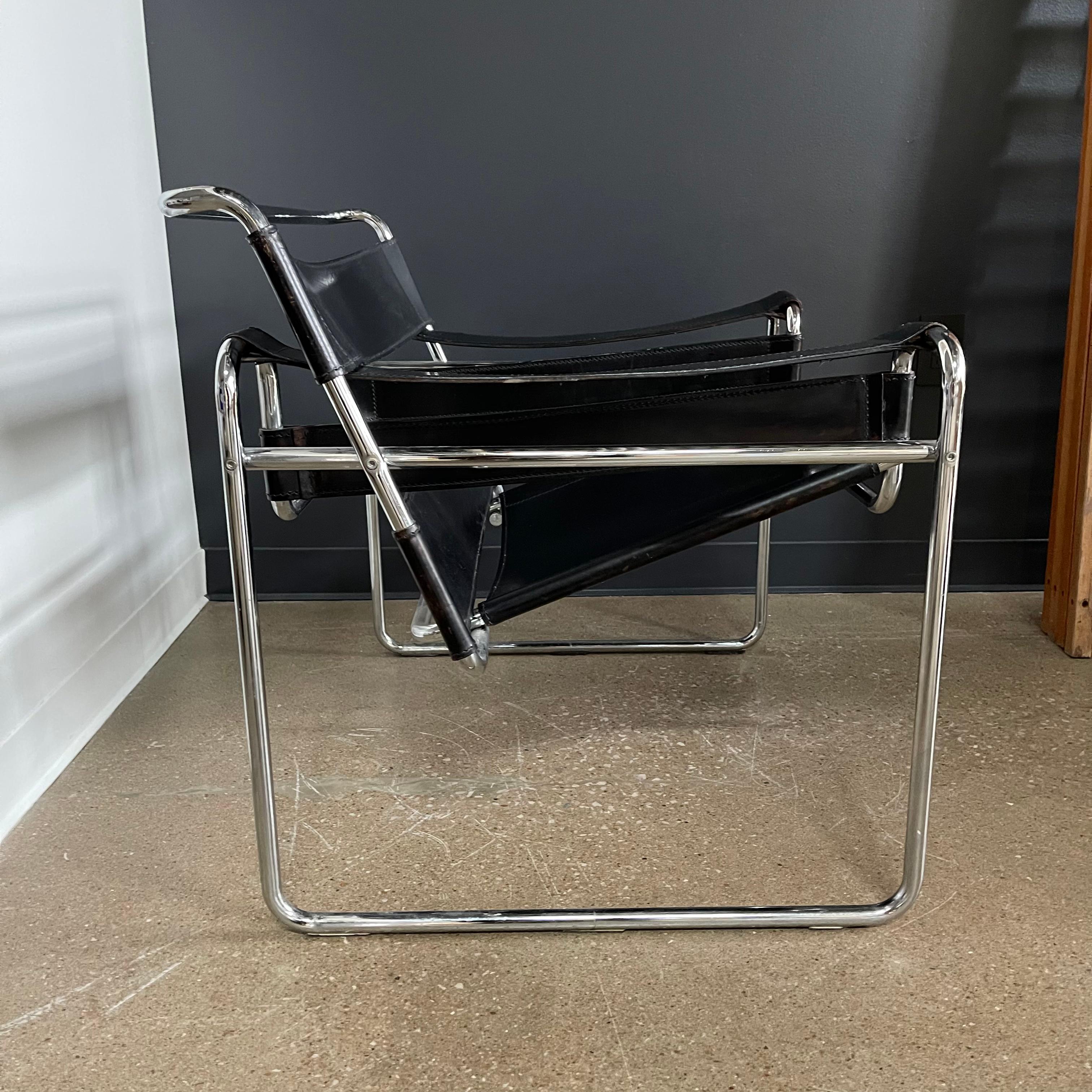 Marcel Breuer Wassily Style Leather & Chrome Chairs- Pair For Sale 7
