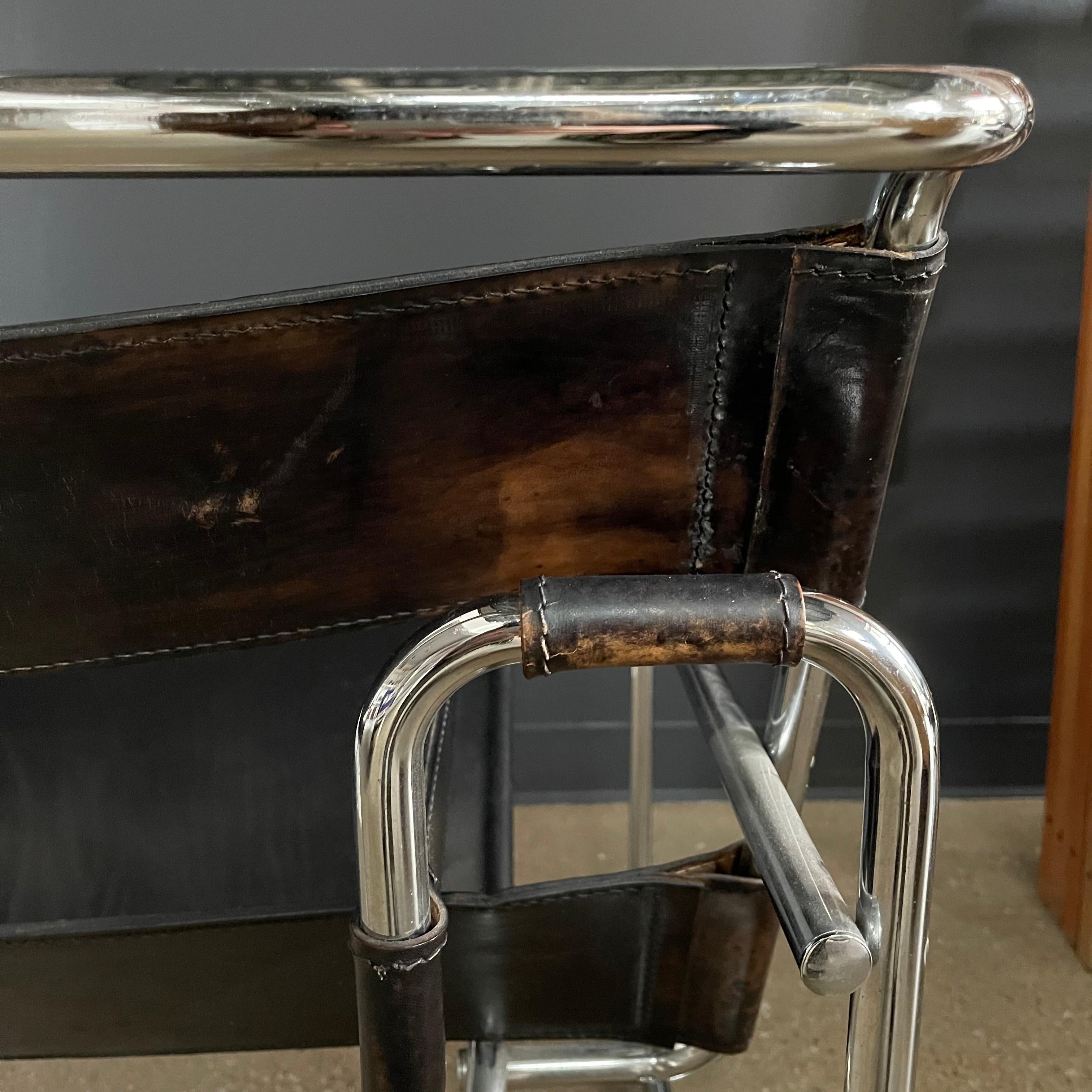 Marcel Breuer Wassily Style Leather & Chrome Chairs- Pair For Sale 9