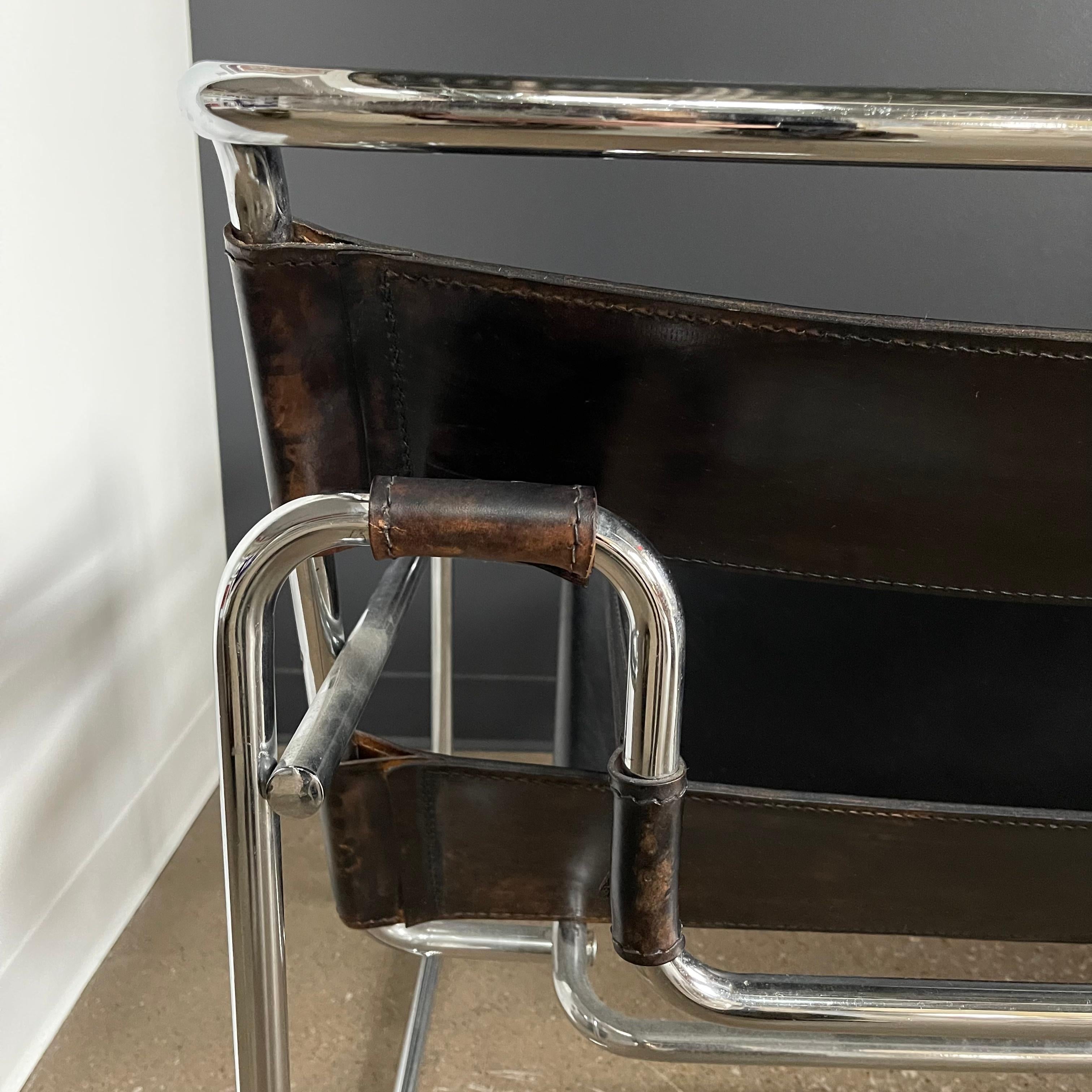 Marcel Breuer Wassily Style Leather & Chrome Chairs- Pair For Sale 10