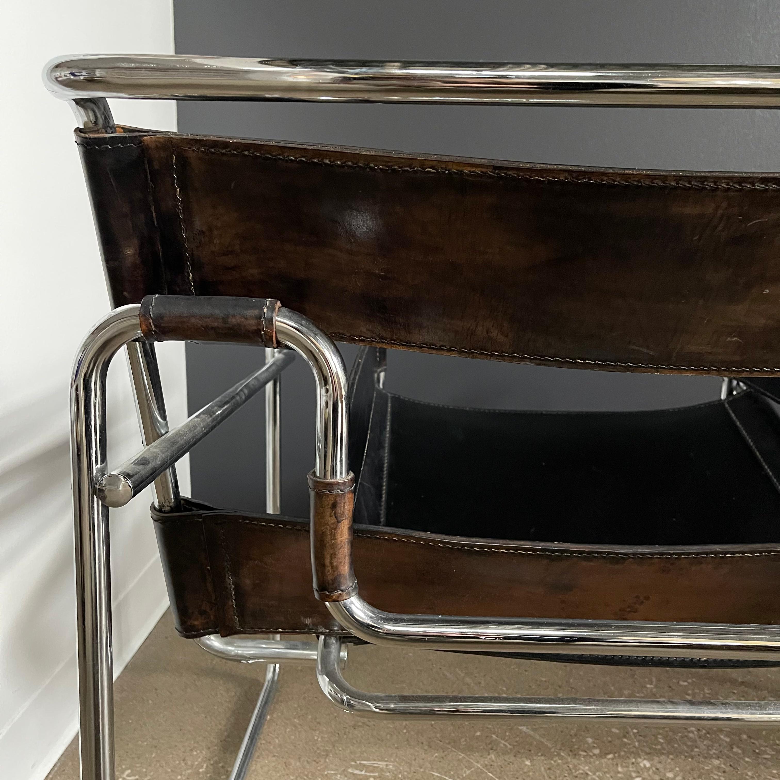 Marcel Breuer Wassily Style Leather & Chrome Chairs- Pair For Sale 3