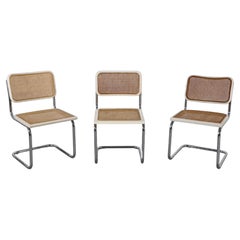 Marcel Breuer White Framed 'Cesca' Chairs with Cane Seating