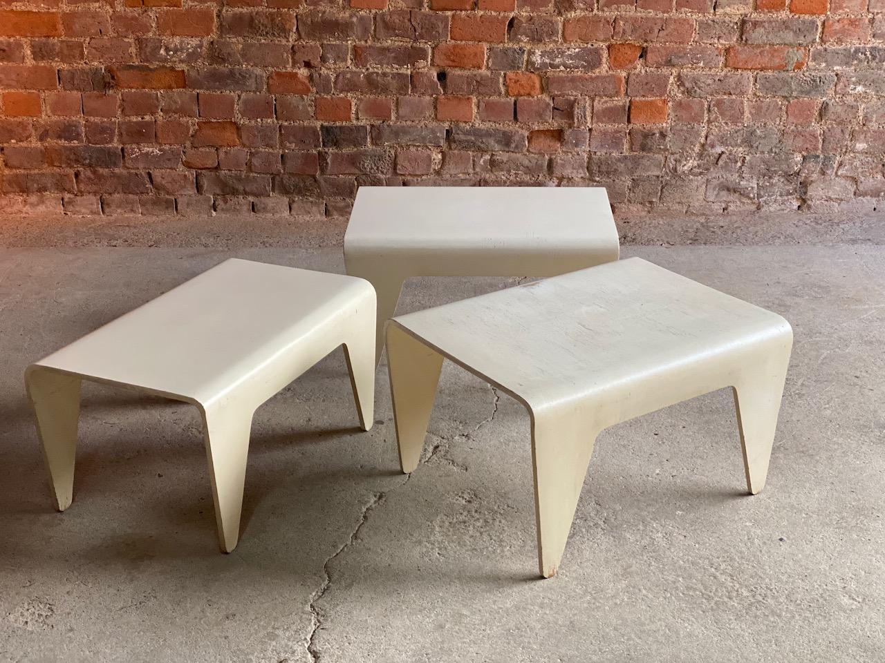 British Marcel Breuer White Nesting Tables by Isokon, 1936, Set of 2