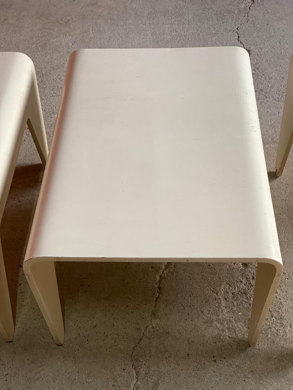 Beech Marcel Breuer White Nesting Tables by Isokon, 1936, Set of 2