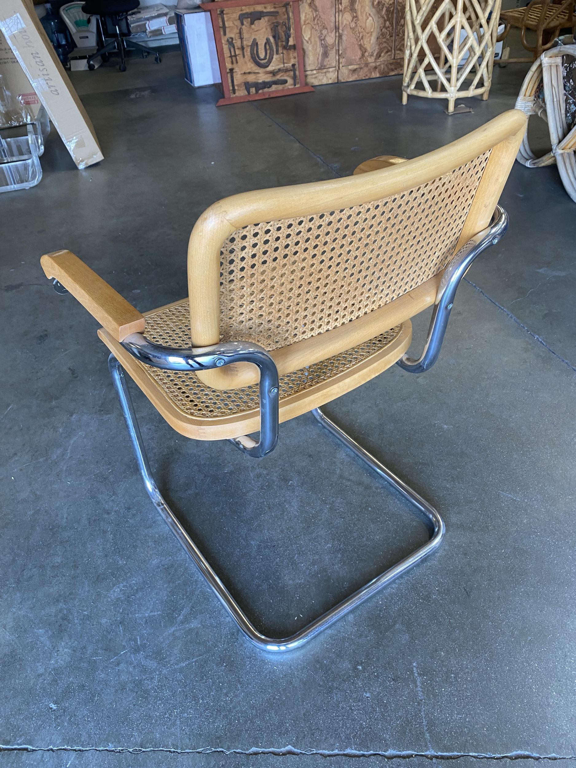 Italian Marcel Breuer Wicker Back Chrome 